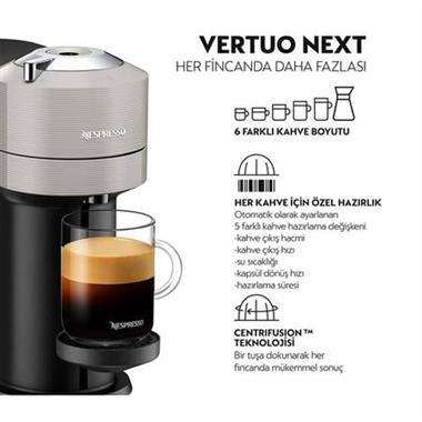 Nespresso Vertuo Next Kapsül Kahve Makinesi Açık Gri