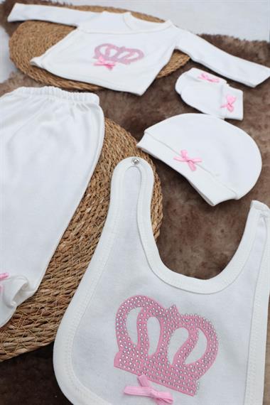 Sema Baby 5 Parça Hastane Çıkışı Zıbın Seti 0-3 Ay - Princess