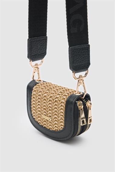 OLLBAG Jefece Siyah Hasır Çanta Cüzdan