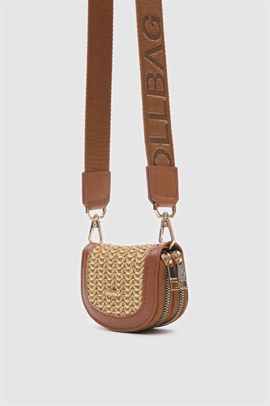 OLLBAG Jefece Taba Hasır Bayan Çanta Cüzdan