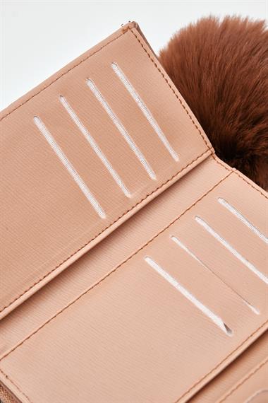 OLLBAG Maloni Taba Ponpon Detaylı Yumuşak Bayan Cüzdan