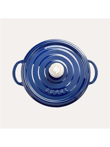 Sürel 24 cm Yuvarlak Sığ Tencere Parlak Koyu Mavi