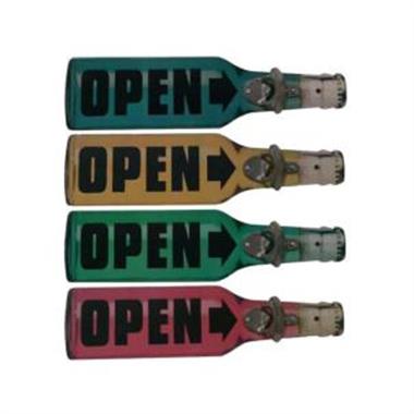 Ahşap ve metalden yapılmış şişe açacağı-pembe