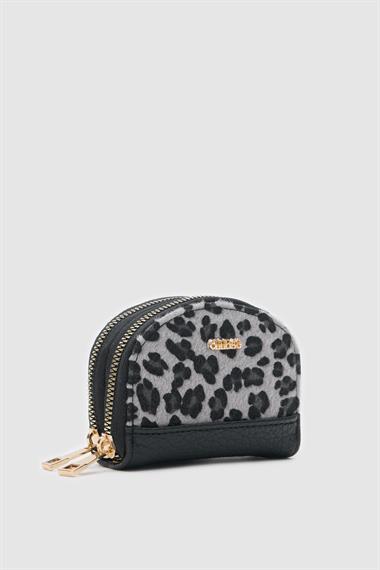 OLLBAG Jefece Siyah Leopar Desen Çanta Cüzdan