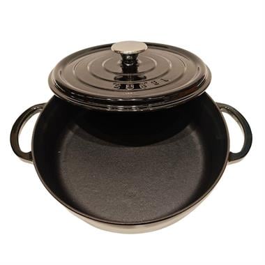 Sürel 24 cm Yuvarlak Sığ Tencere Parlak Siyah