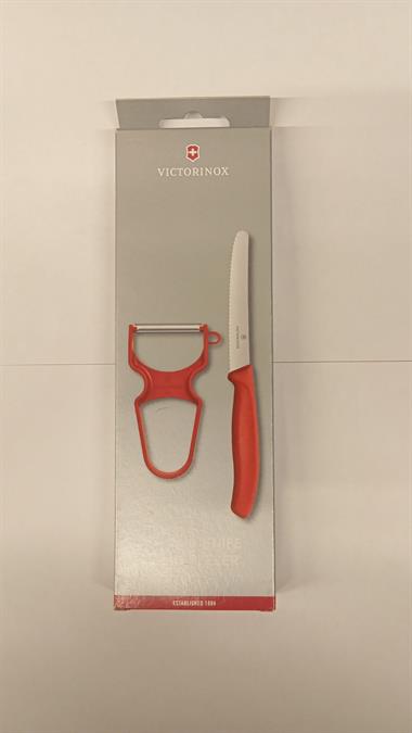 Victorinox 6.7111.23 Swiss Classic Soyma Bıçağı + Soyacak 2li Set, Kırmızı