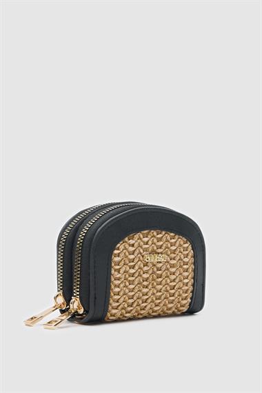 OLLBAG Jefece Siyah Hasır Çanta Cüzdan