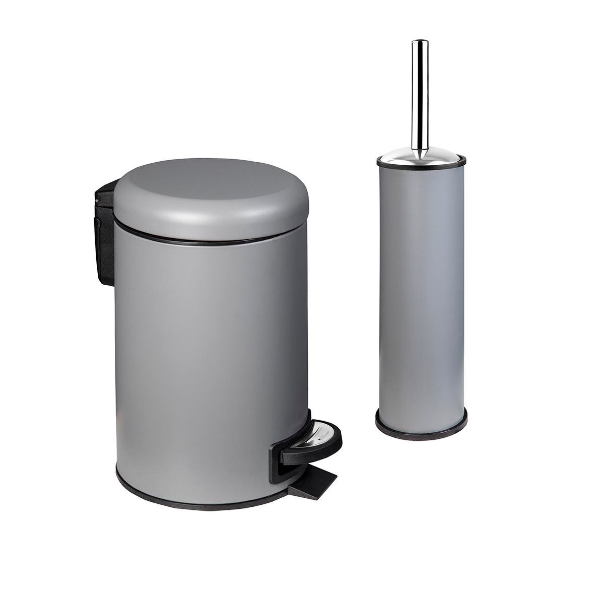 Noble life 2'li Banyo Seti 3 LT Kova+Wc Fırça Gri