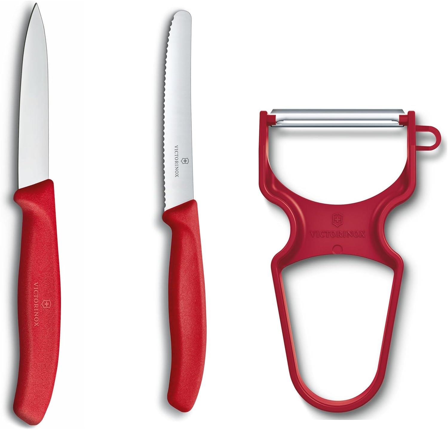 Victorinox 6.7111.35 Swiss Classic Soyma Bıçağı + Soyacak 3lü Set, Kırmızı
