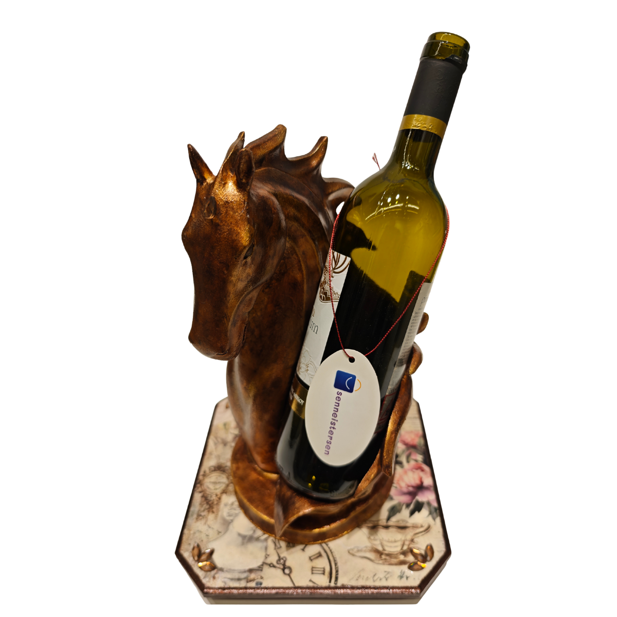 Senneistersen At Figürlü Dekoratif Şarap Şişesi Tutucu Biblo