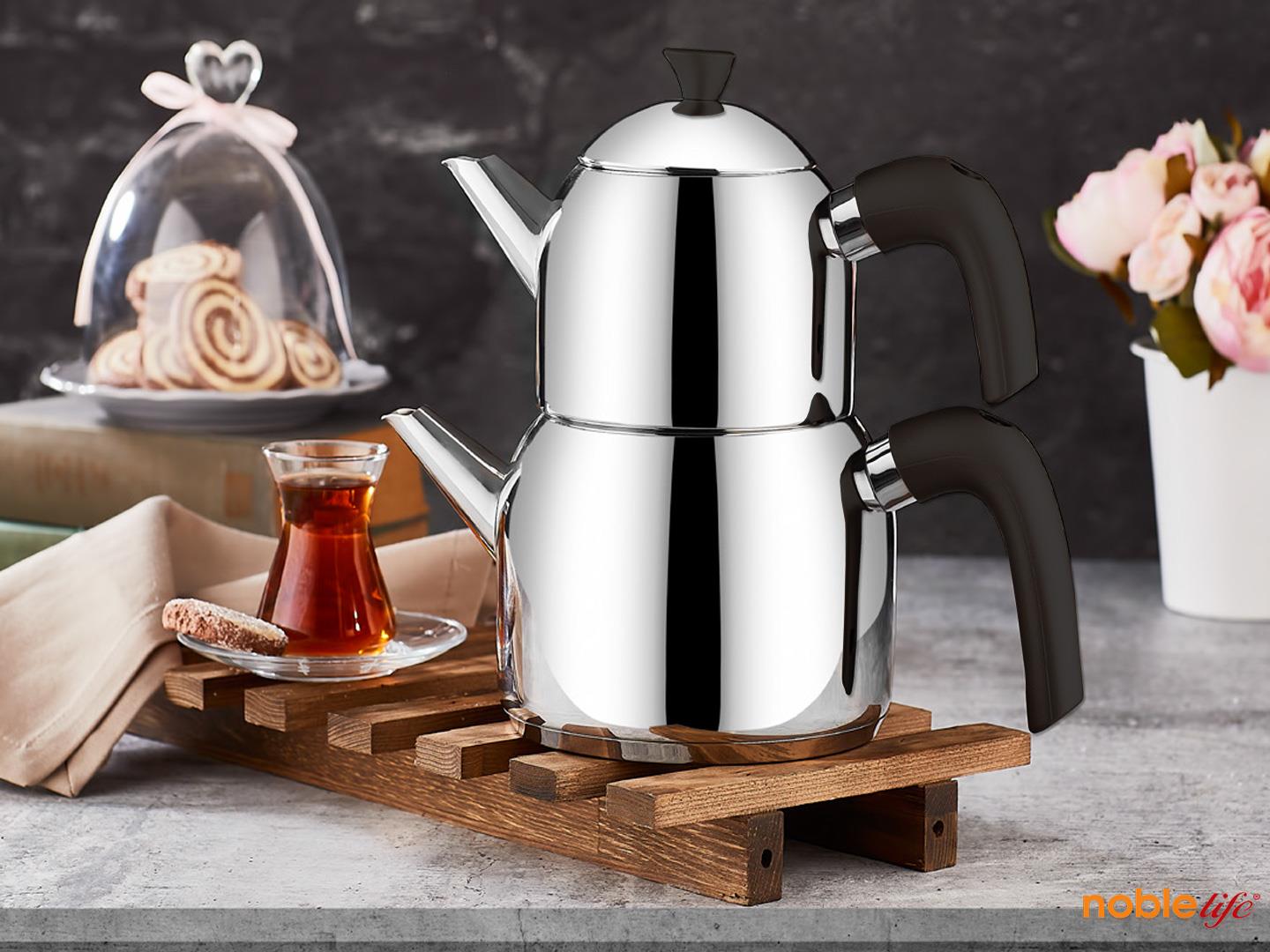 NBL AZUR ÇELİK ÇAYDANLIK SİYAH KULP