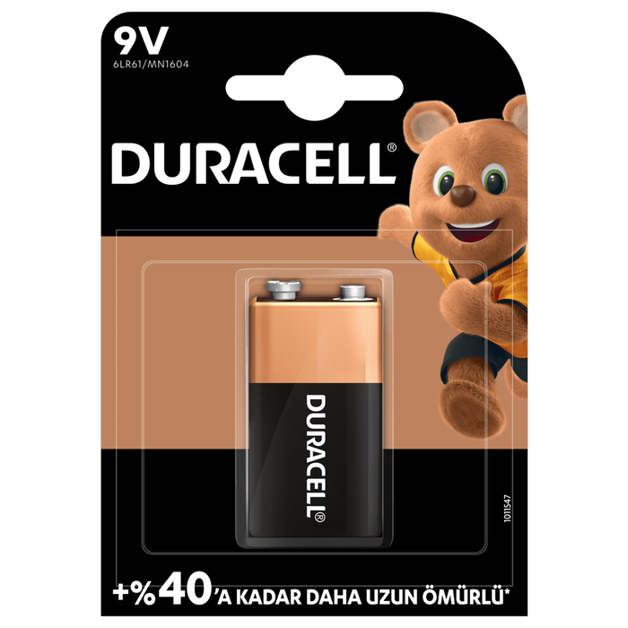 Duracell 9 Volt Pil 1'li