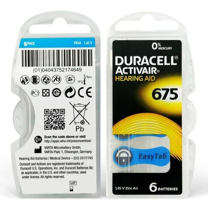 Duracell Activair 675 Kulaklık Pili 6'lı