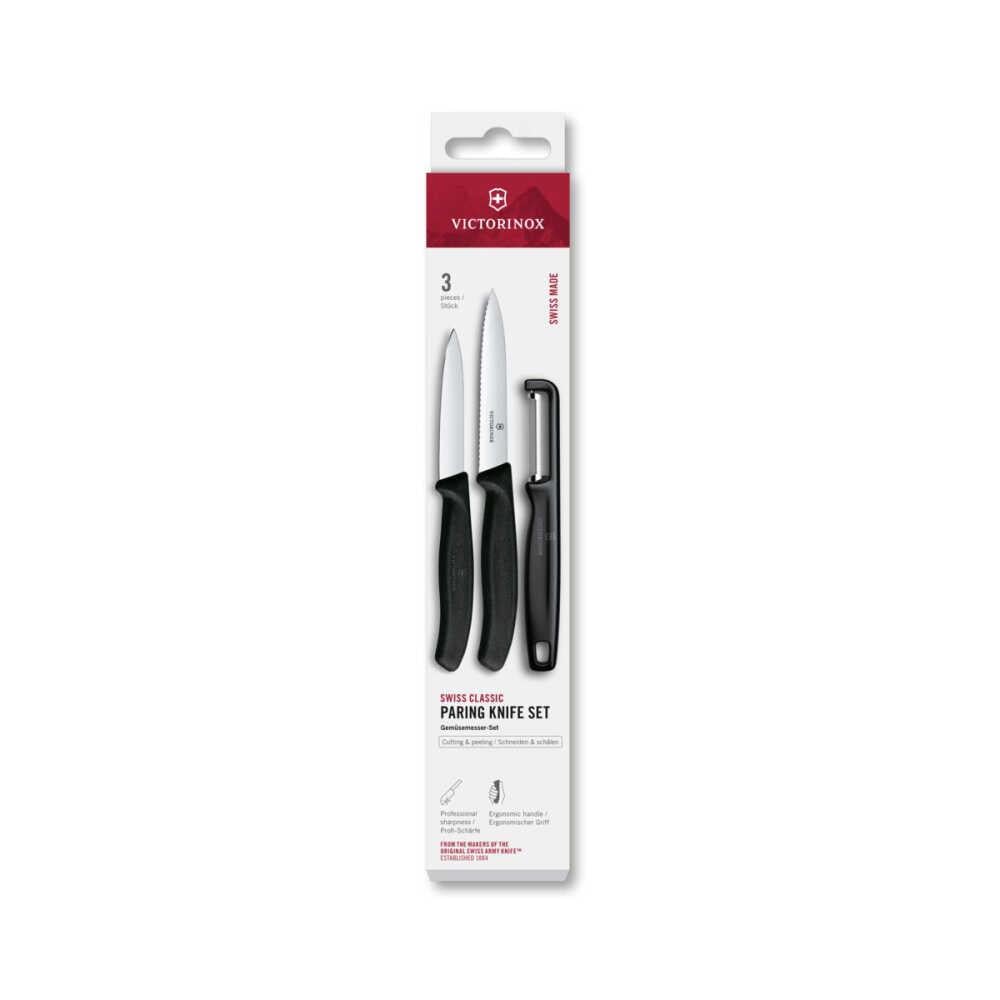 Victorinox 6.7113.33 Swiss Classic 3lü Bıçak ve Soyacak Set, Siyah