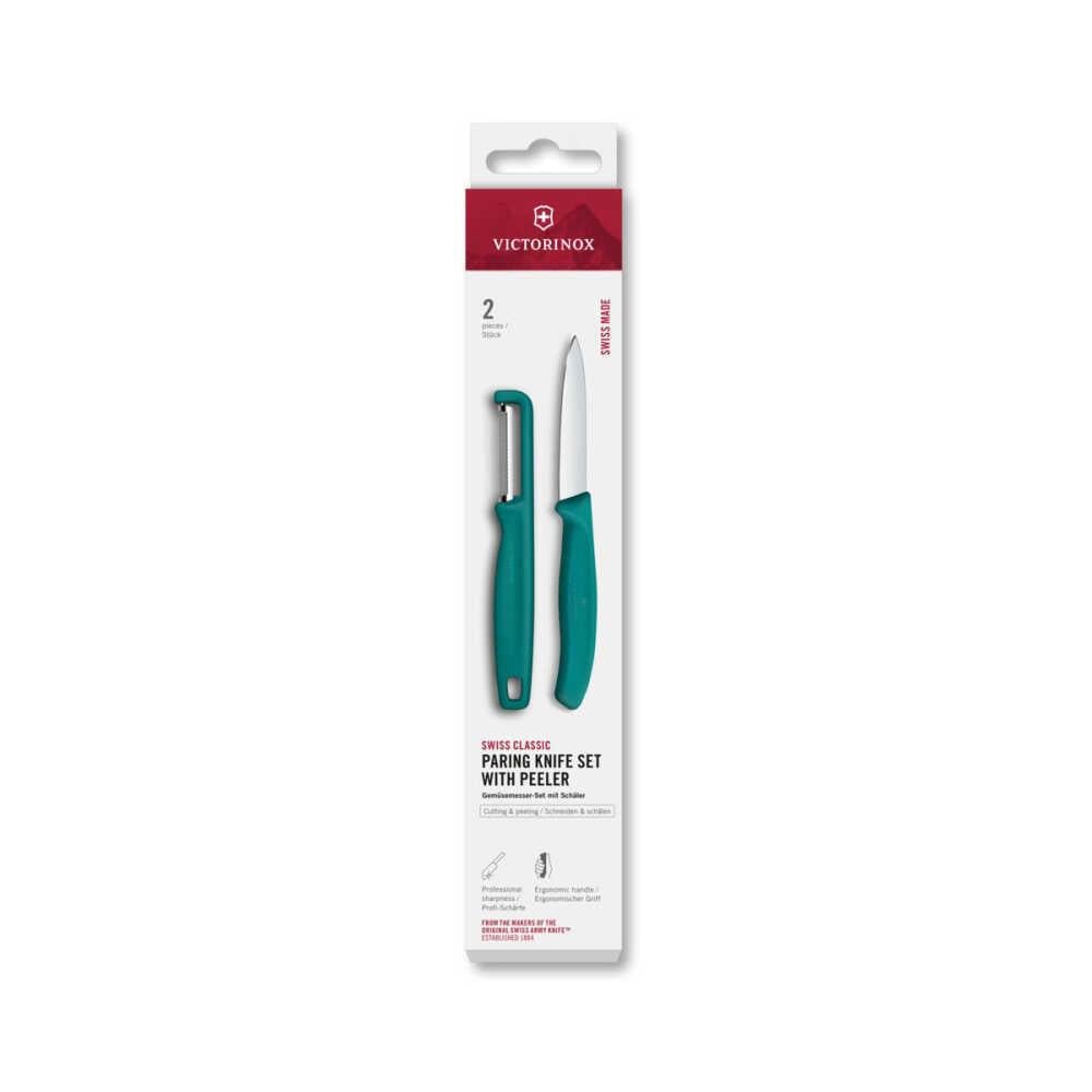 Victorinox 6.7114.21C1 Swiss Classic 2li Bıçak ve Soyacak Set, Yeşil