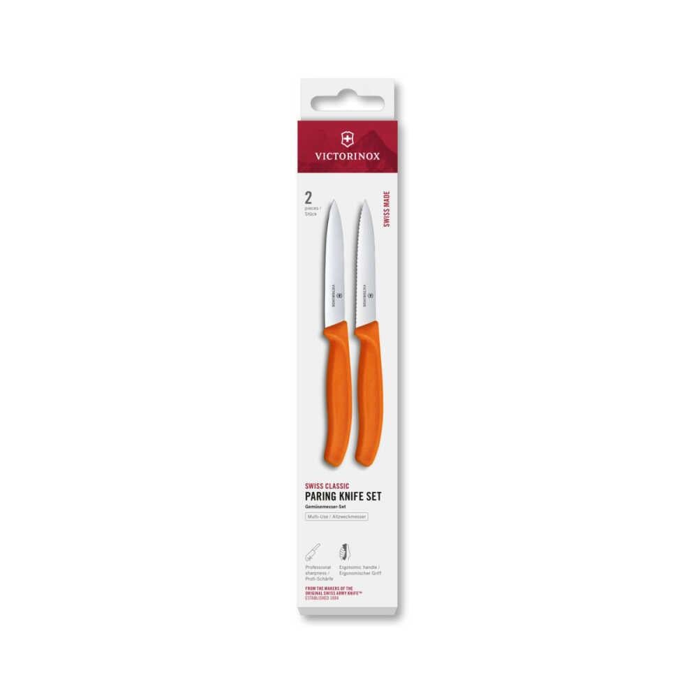 Victorinox 6.7799.2C1 Swiss Classic 2li 10cm Soyma Bıçağı Set, Turuncu
