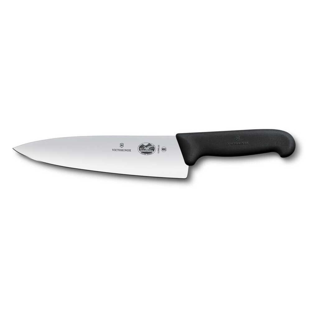 Victorinox Fibrox 20cm Düz Şef Bıçağı, Siyah, Blisterli