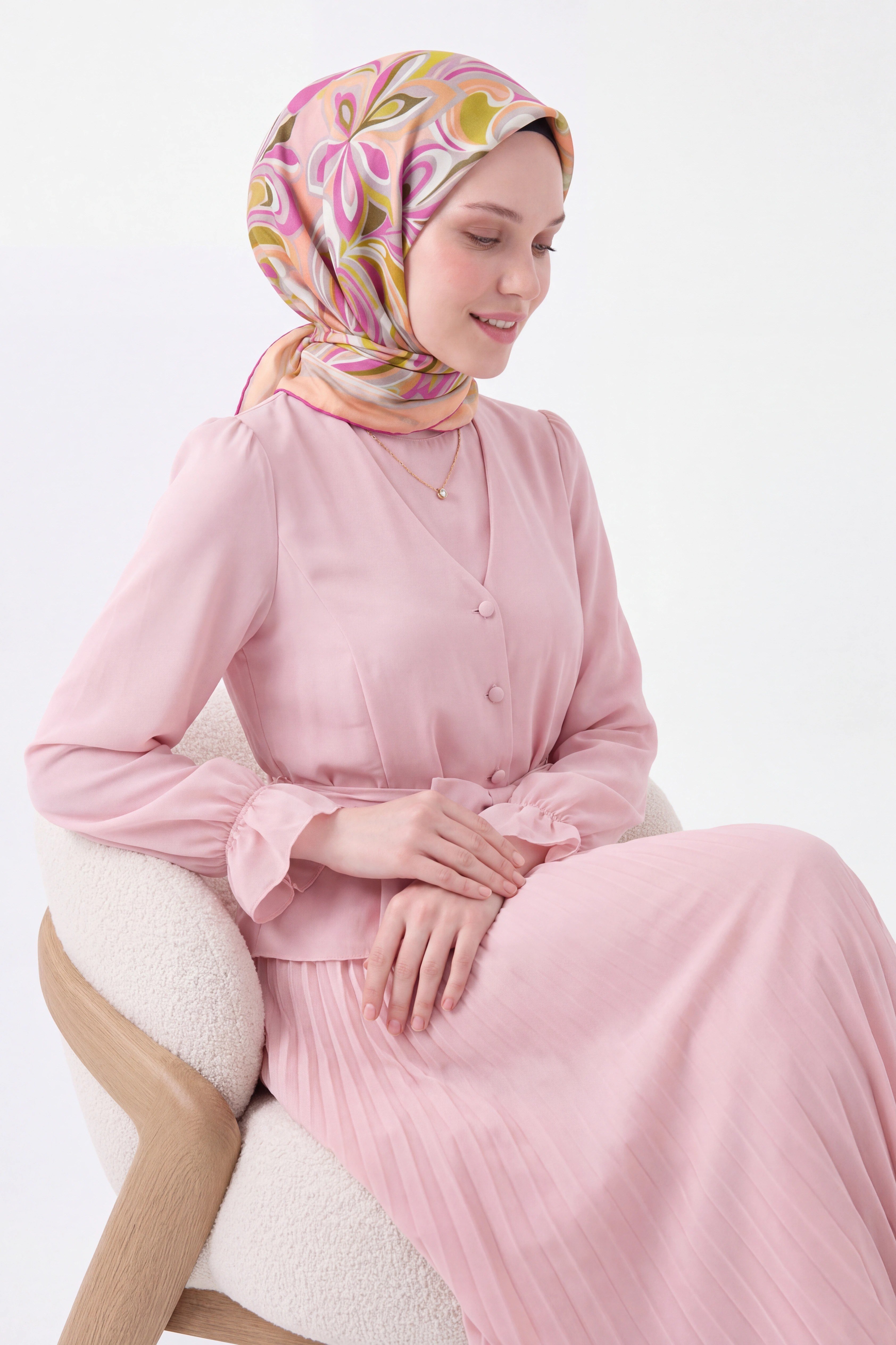 Velora Eşarp Aura Floral Pembe