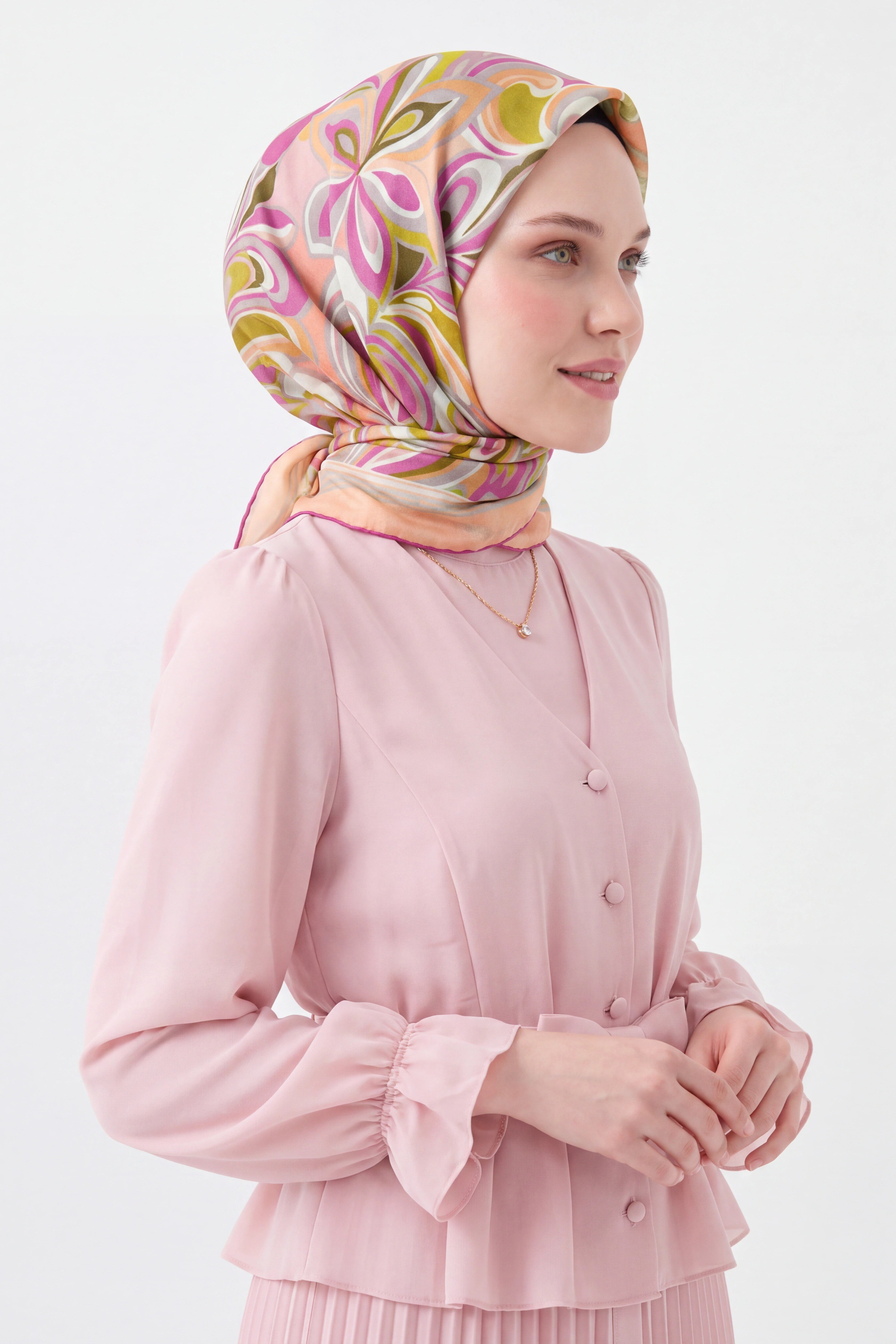 Velora Eşarp Aura Floral Pembe