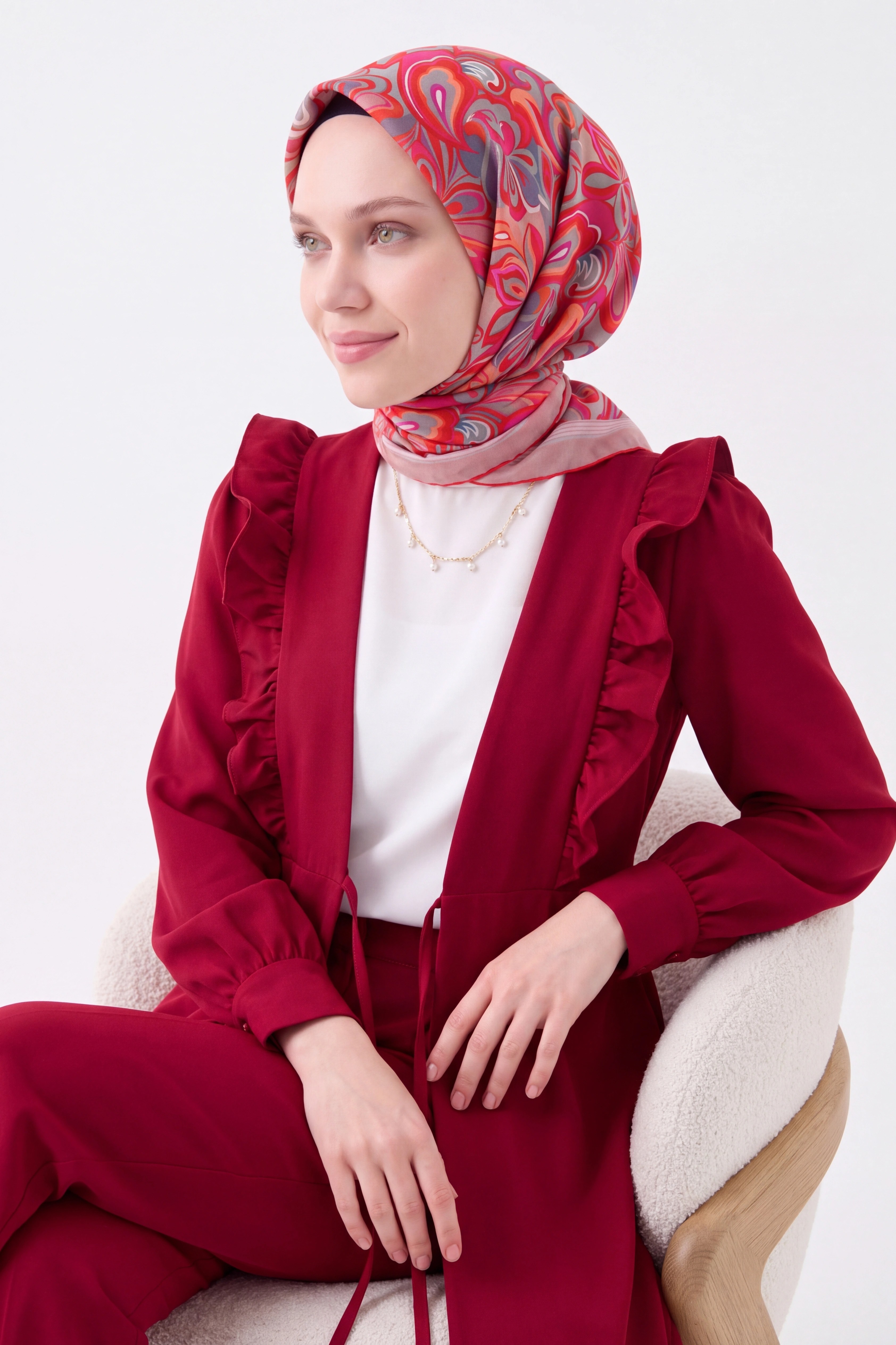 Velora Eşarp Aura Floral Narçiçeği