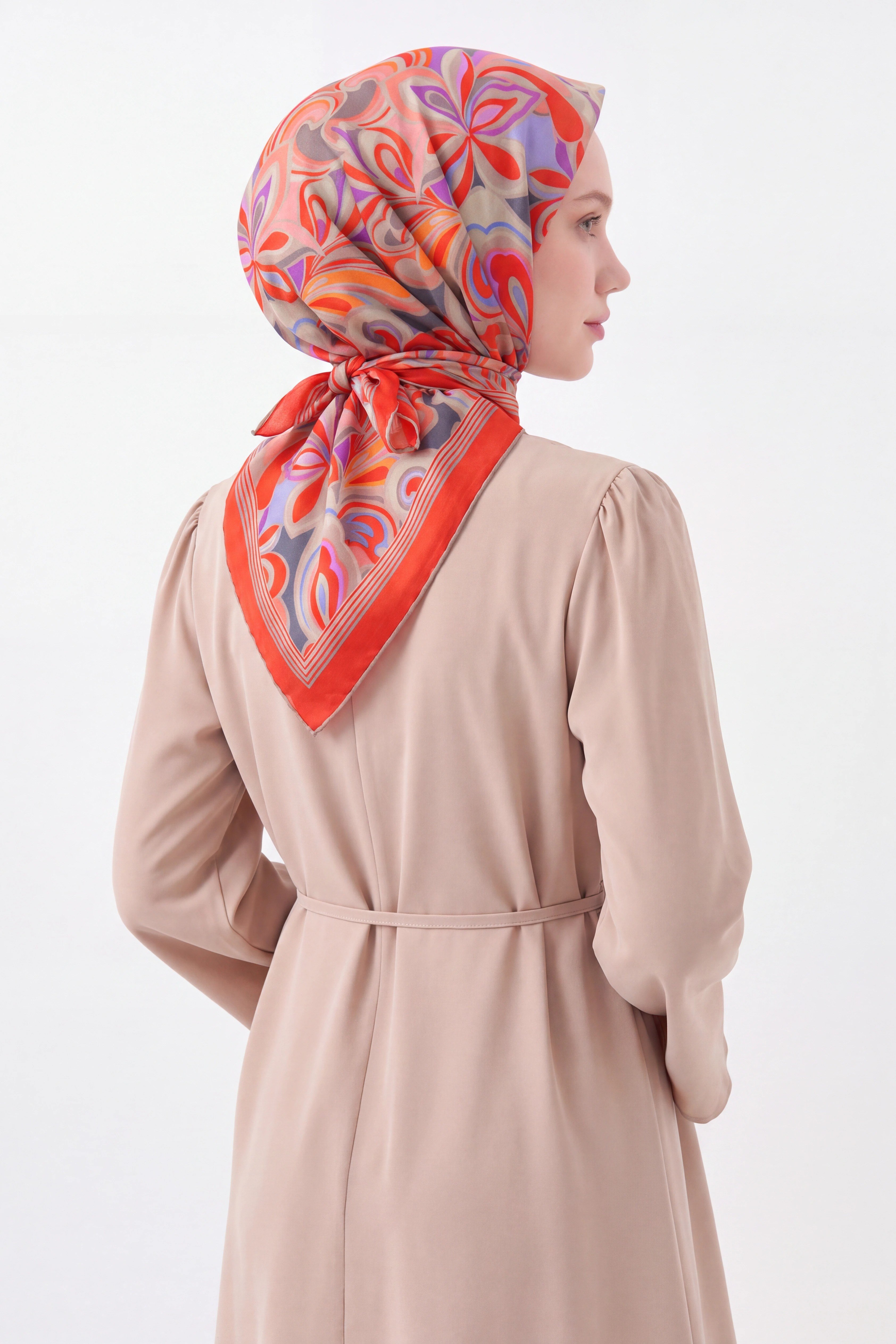 Velora Eşarp Aura Floral Kırmızı