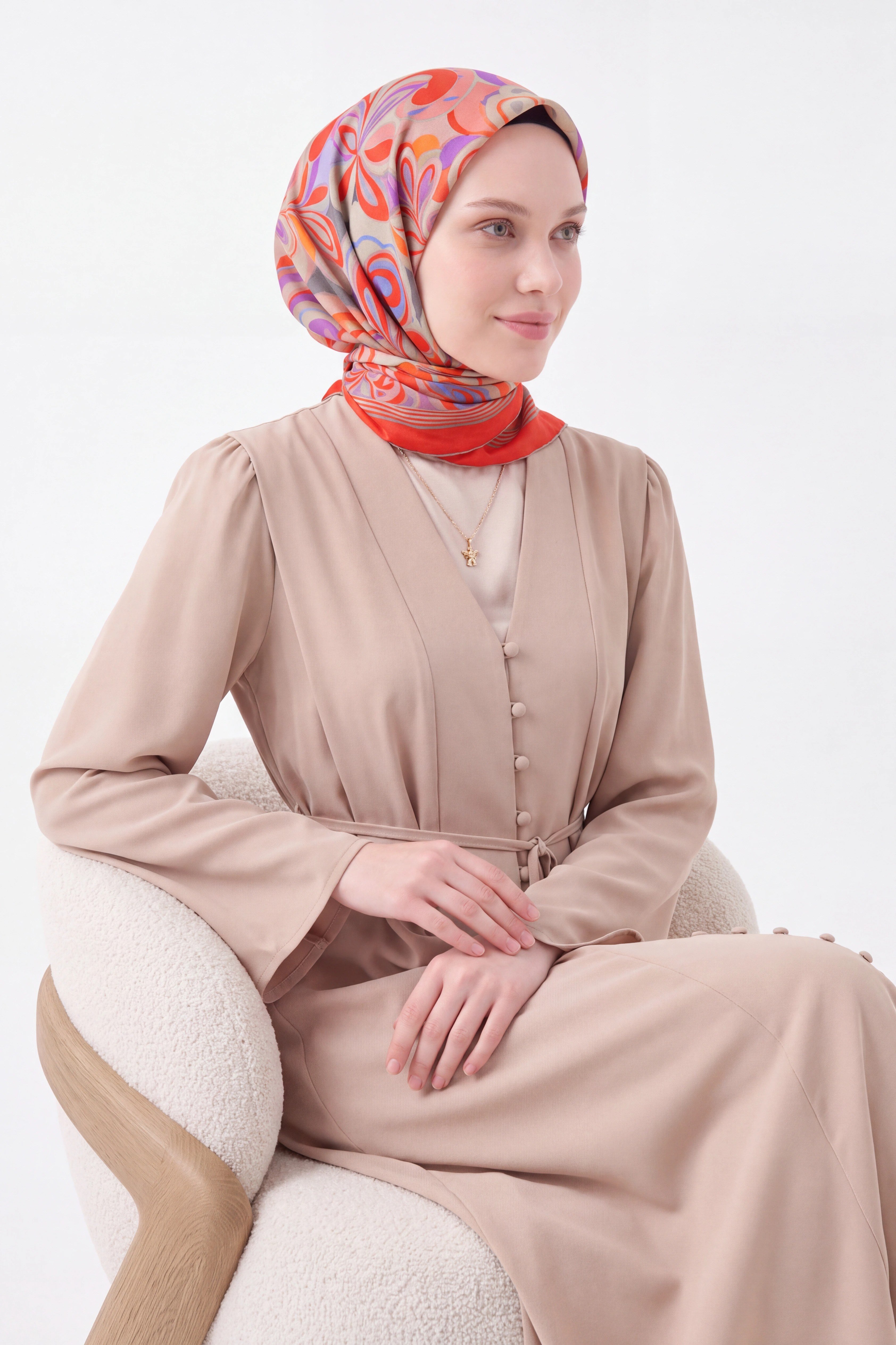 Velora Eşarp Aura Floral Kırmızı