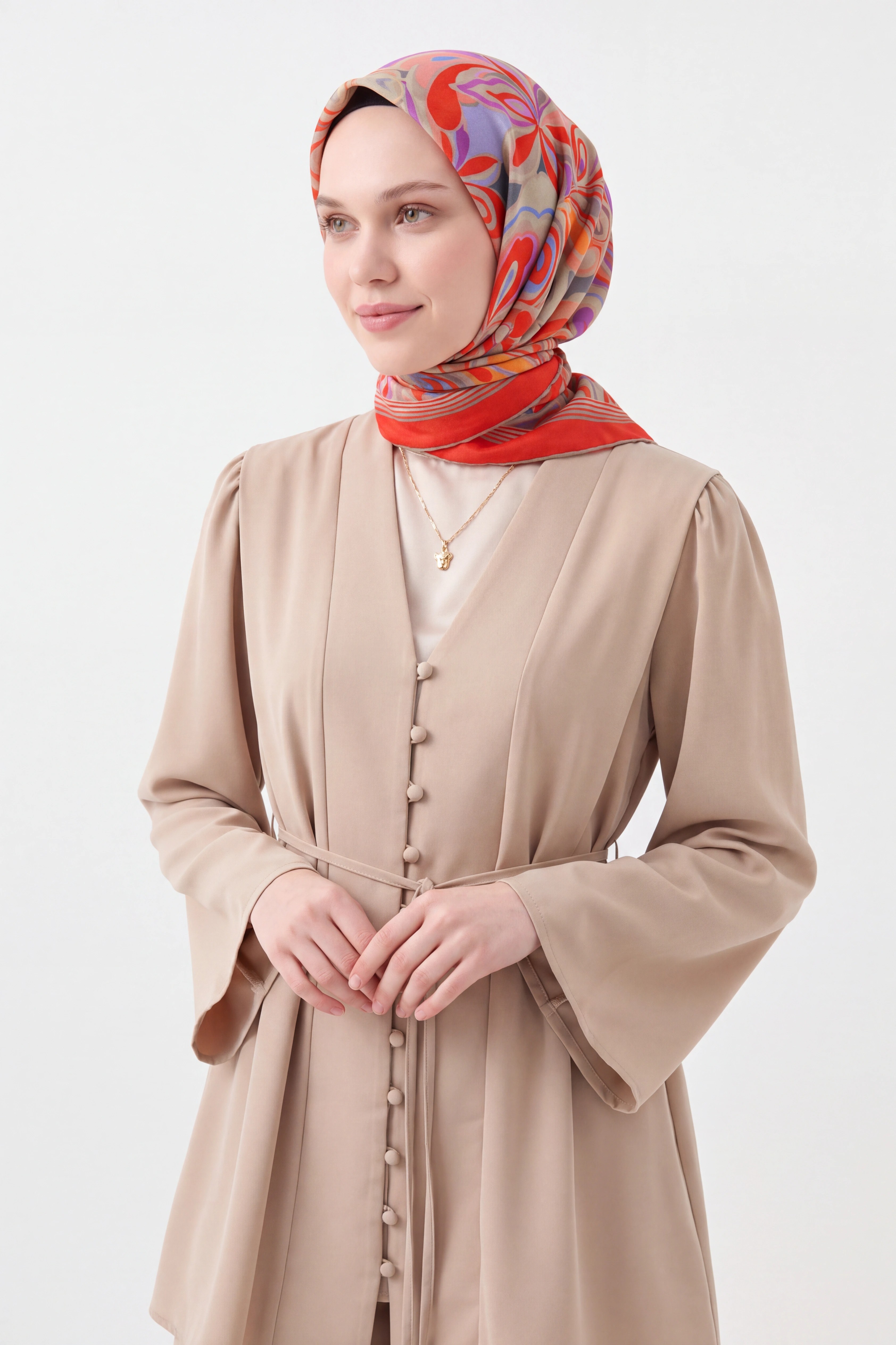 Velora Eşarp Aura Floral Kırmızı