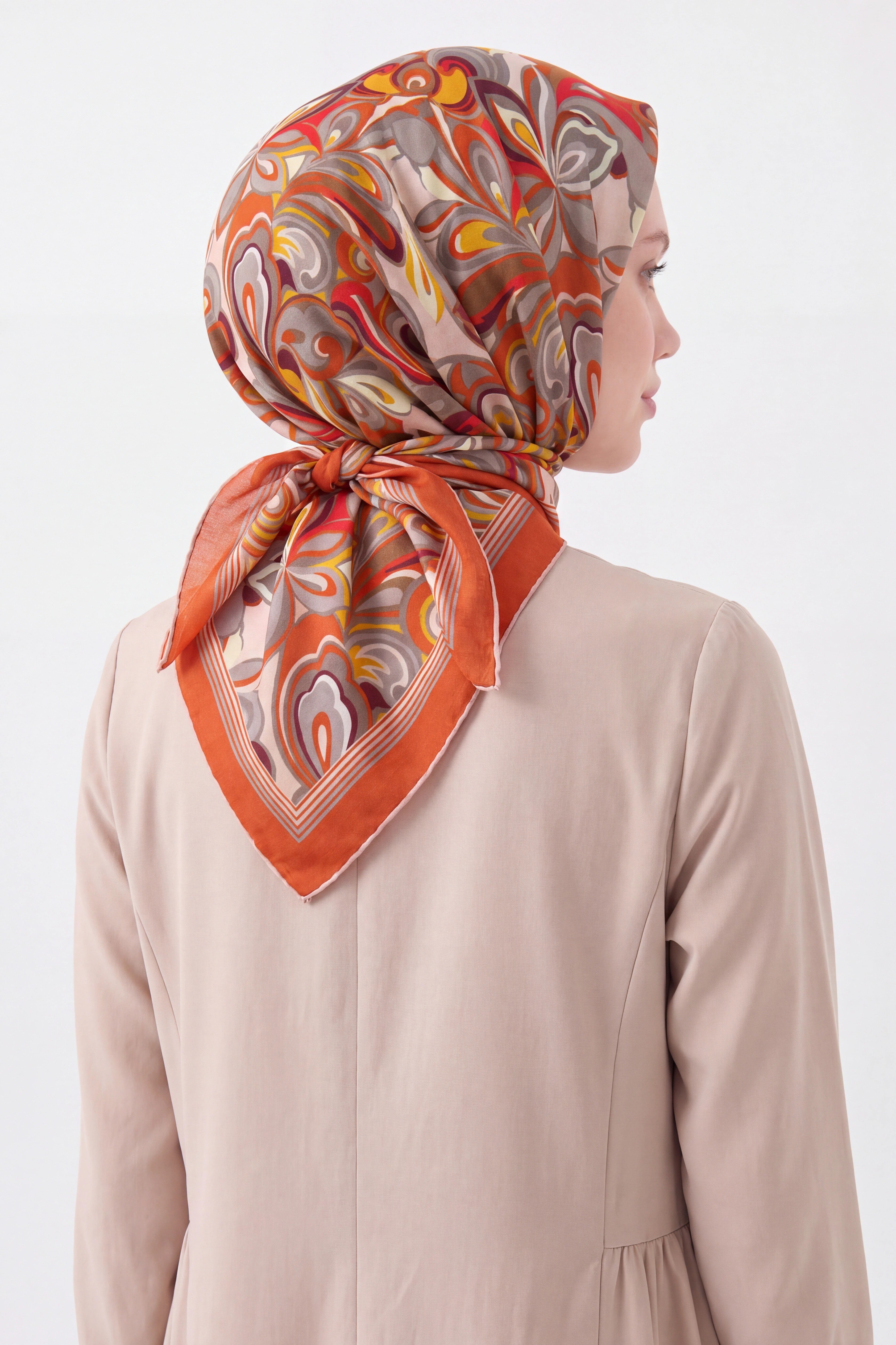 Velora Eşarp Aura Floral Koyu Turuncu
