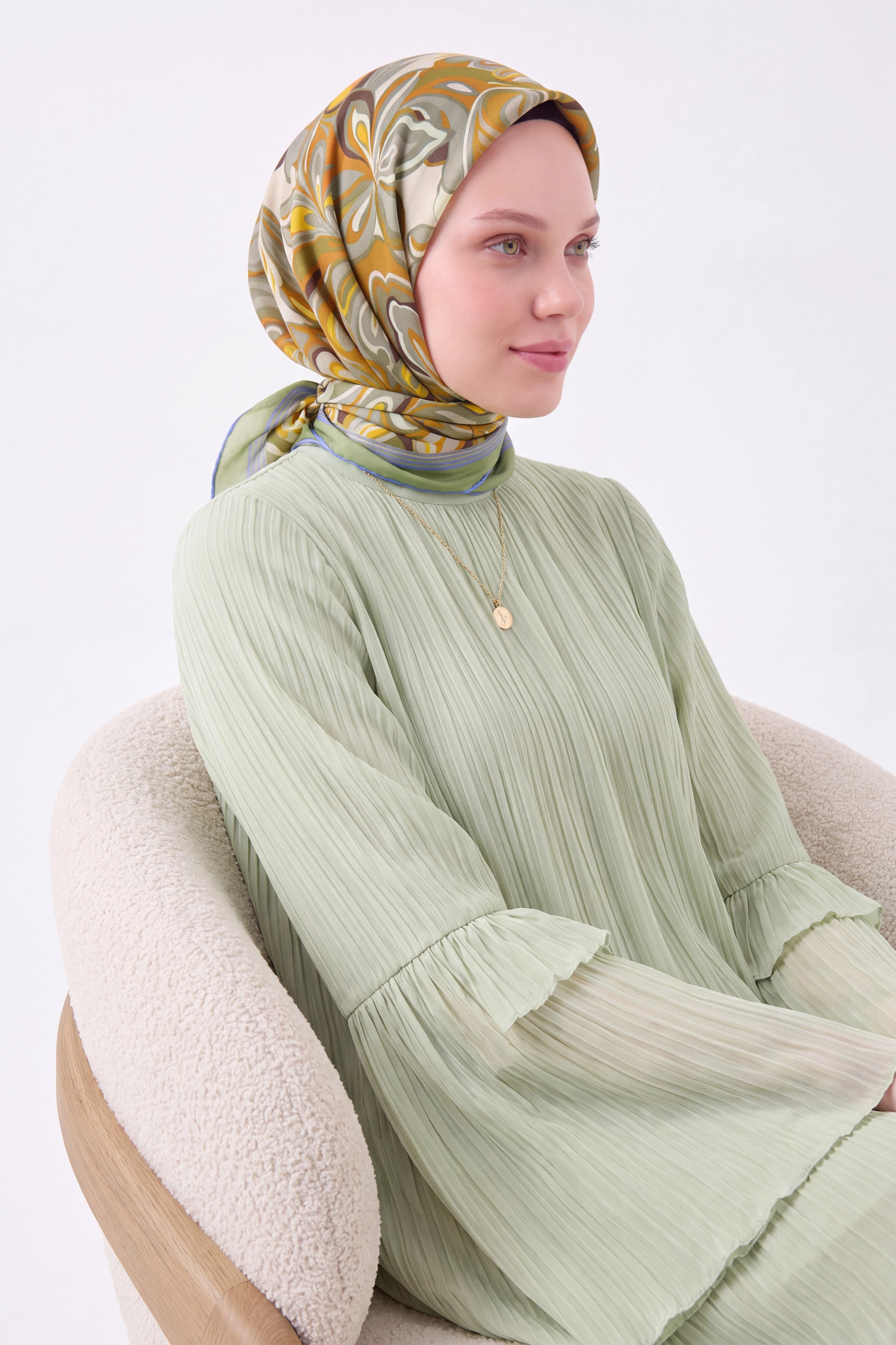 Velora Eşarp Aura Floral Fıstık Yeşili