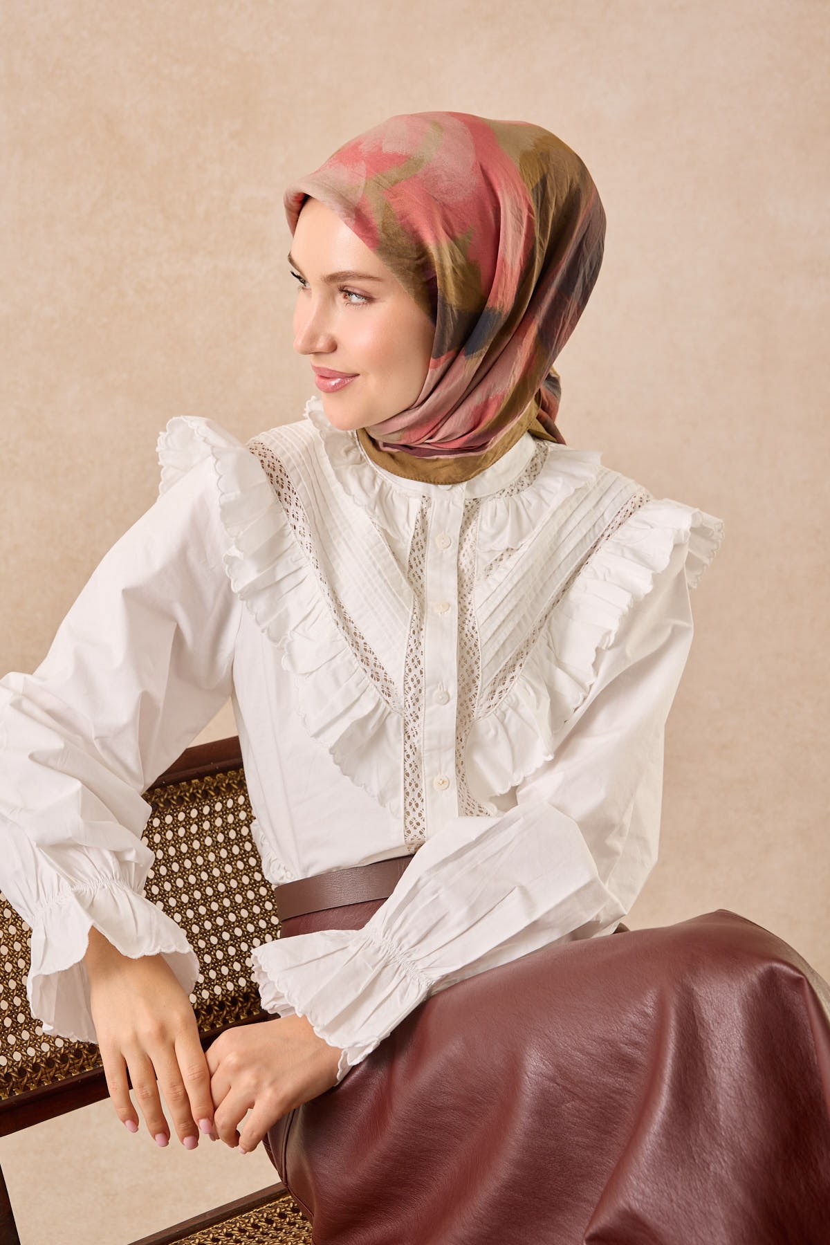Velora Eşarp Watercolor Haki