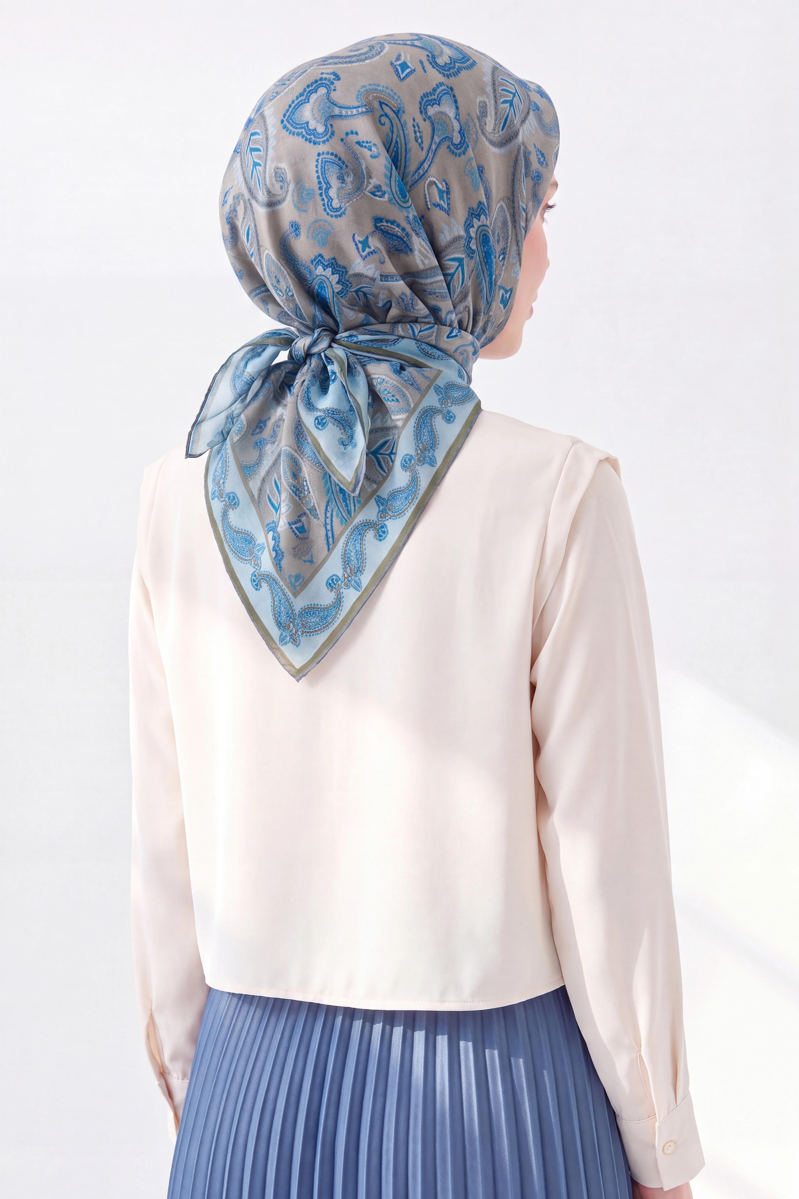 Soft Eşarp Şal Motif Yeşil Gri