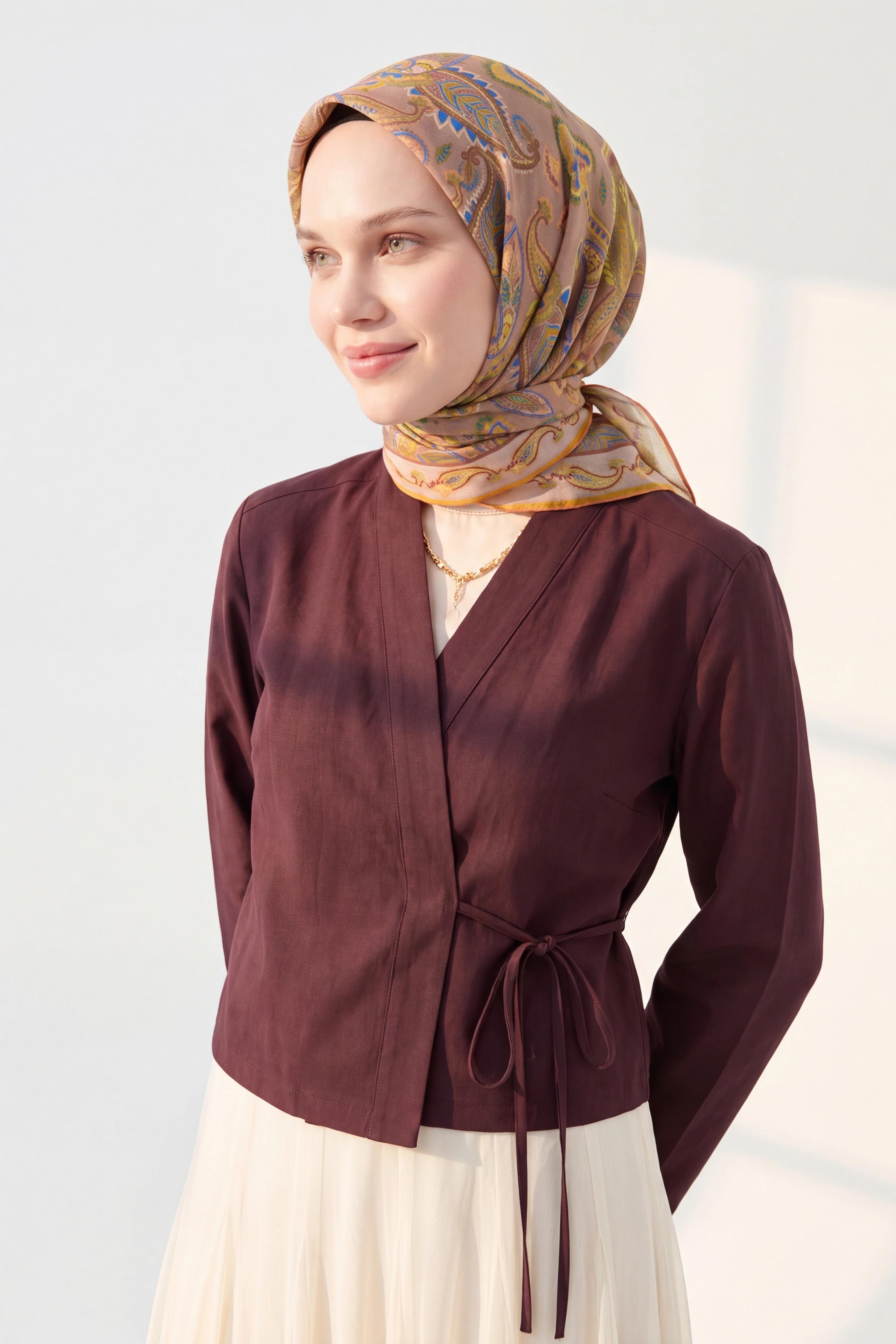 Soft Eşarp Şal Motif Vizon