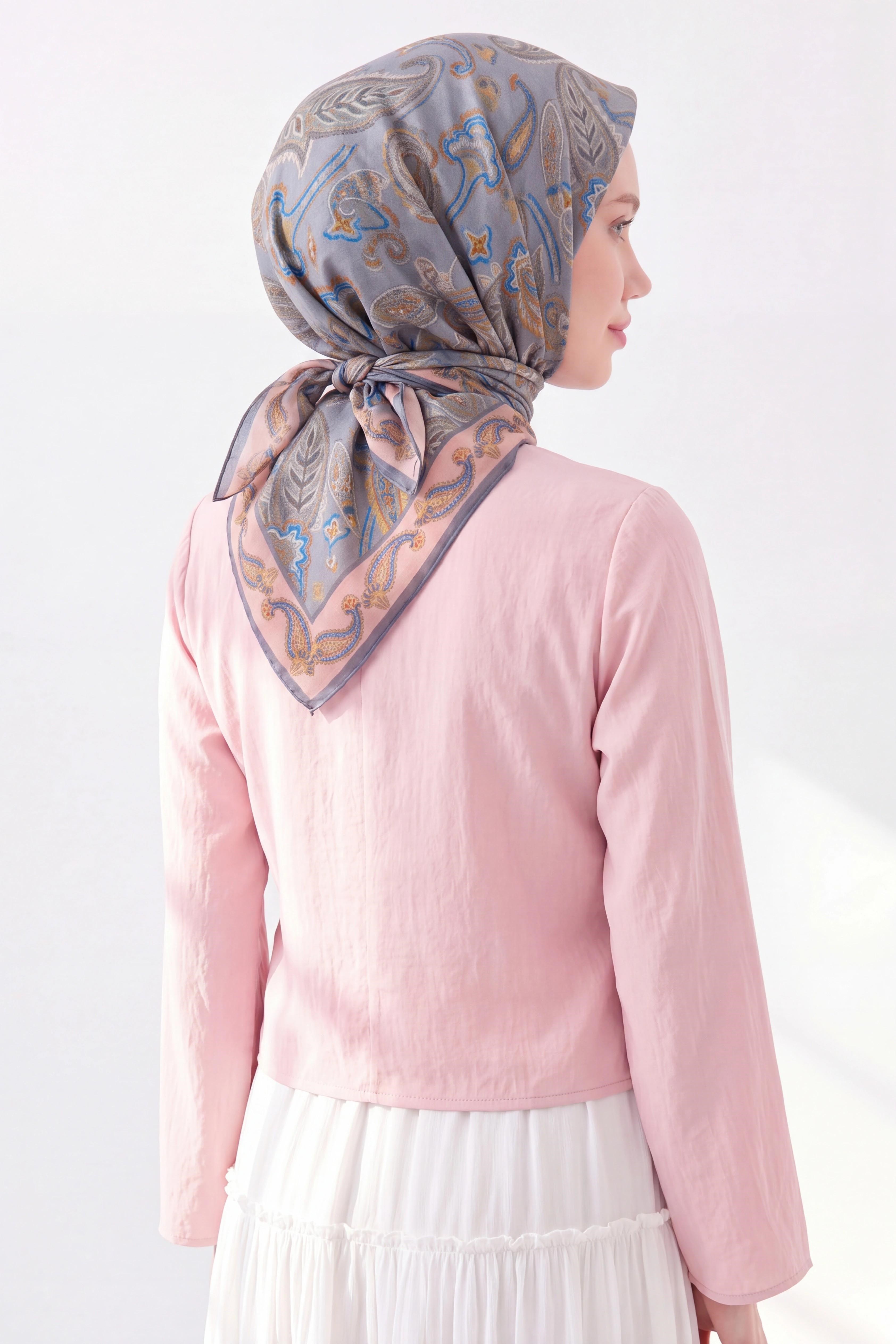 Soft Eşarp Şal Motif Koyu Gri