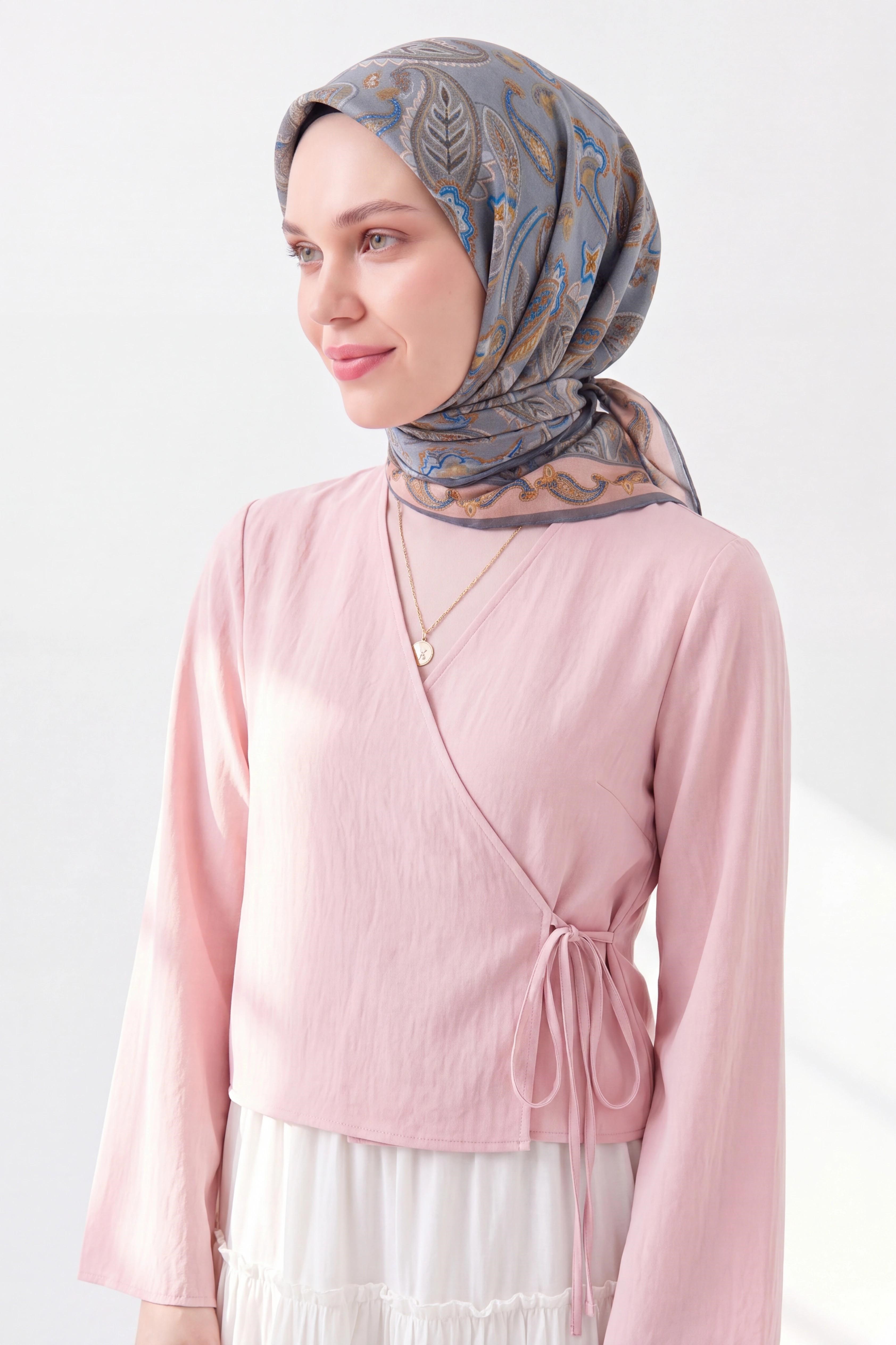 Soft Eşarp Şal Motif Koyu Gri