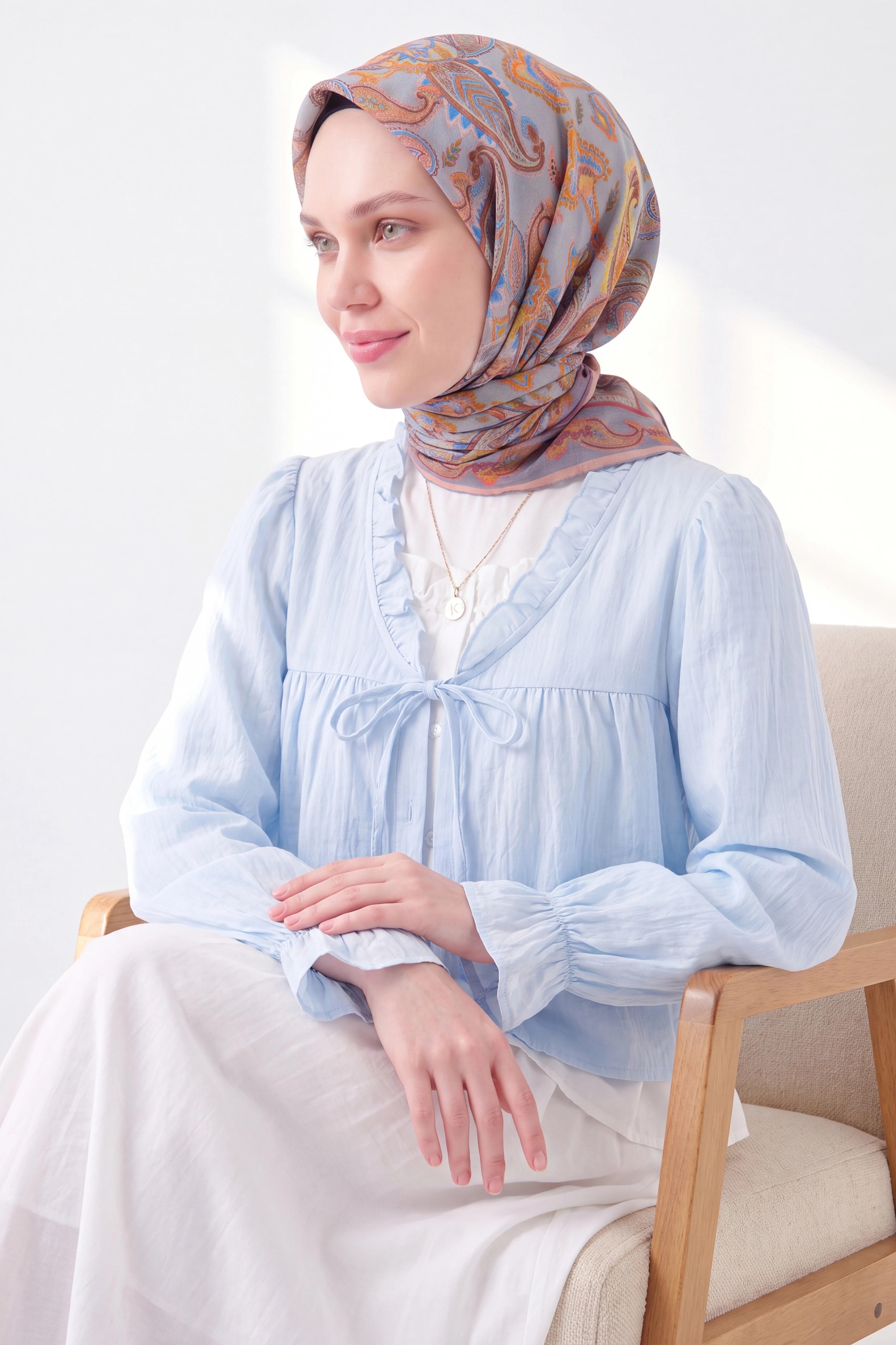 Soft Eşarp Şal Motif Gri
