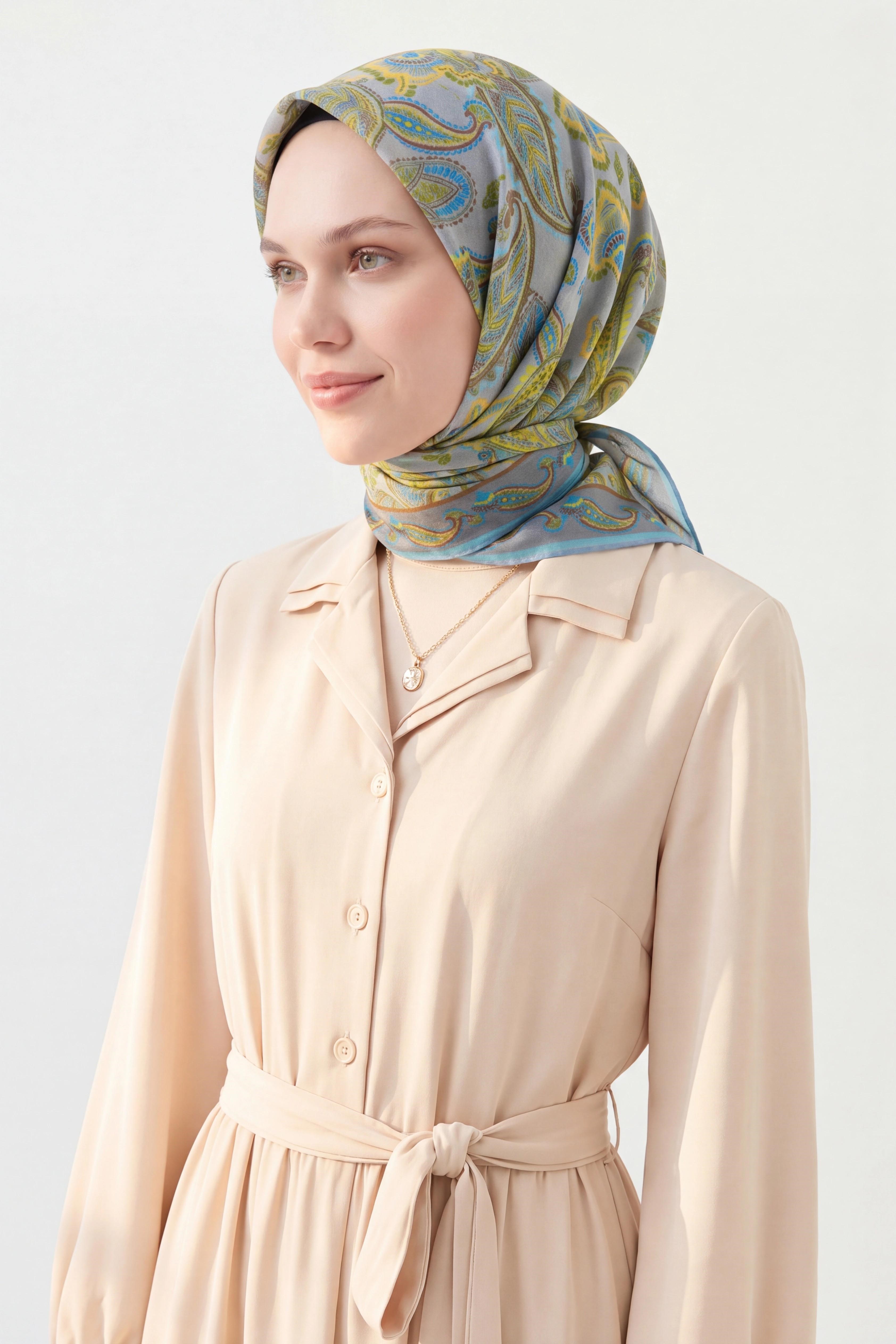 Soft Eşarp Şal Motif Yağ Yeşili