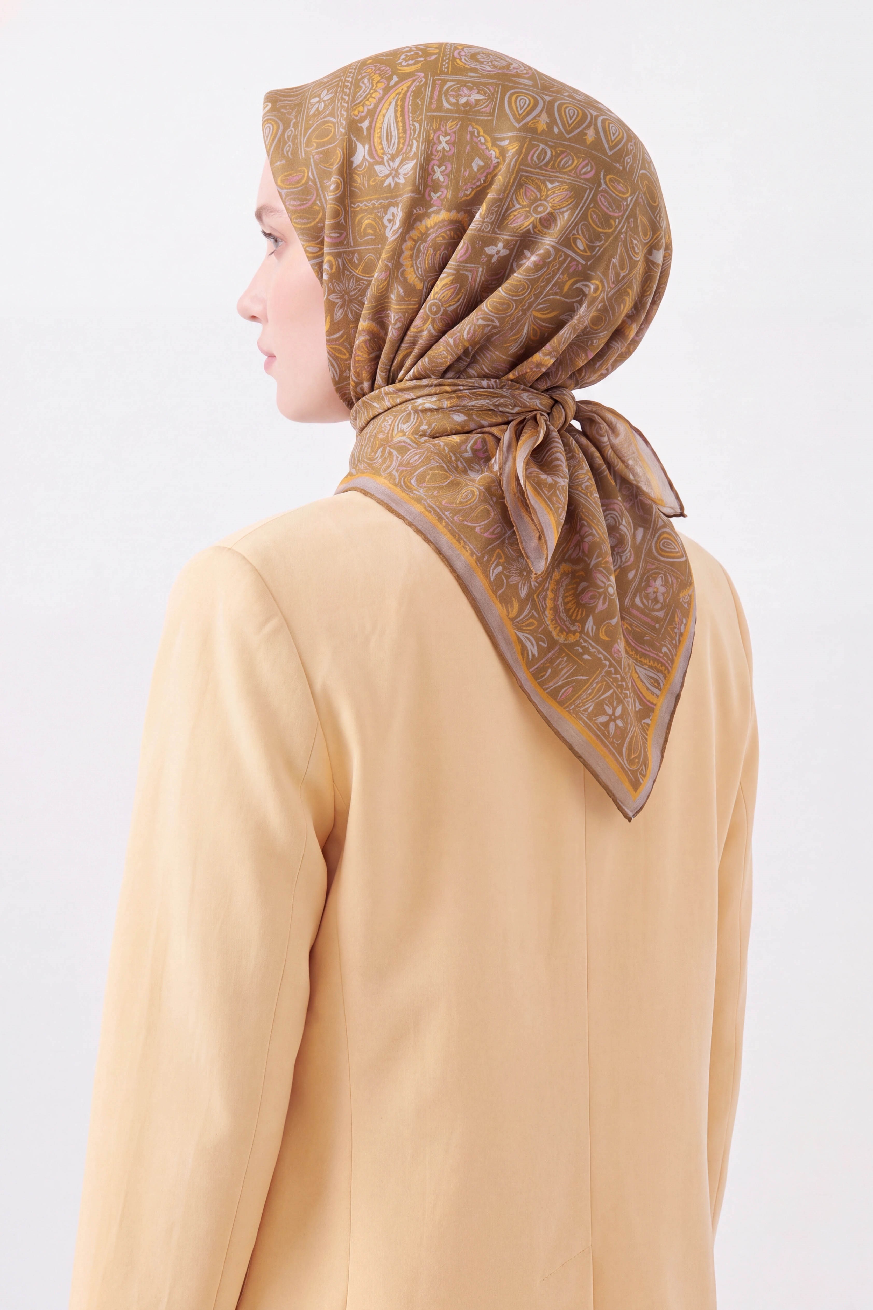 Soft Eşarp Etnik Olive