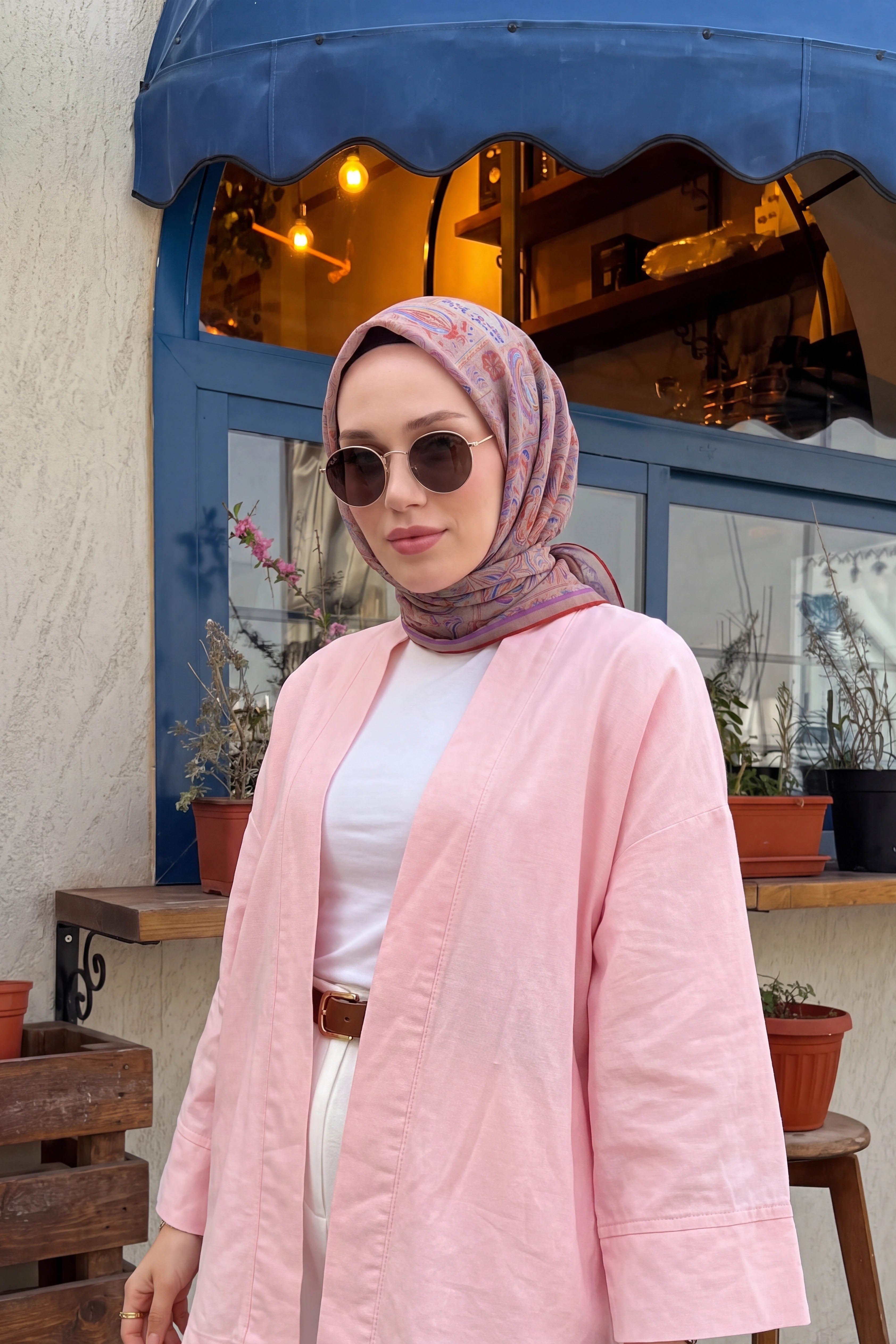 Soft Eşarp Etnik Vizon