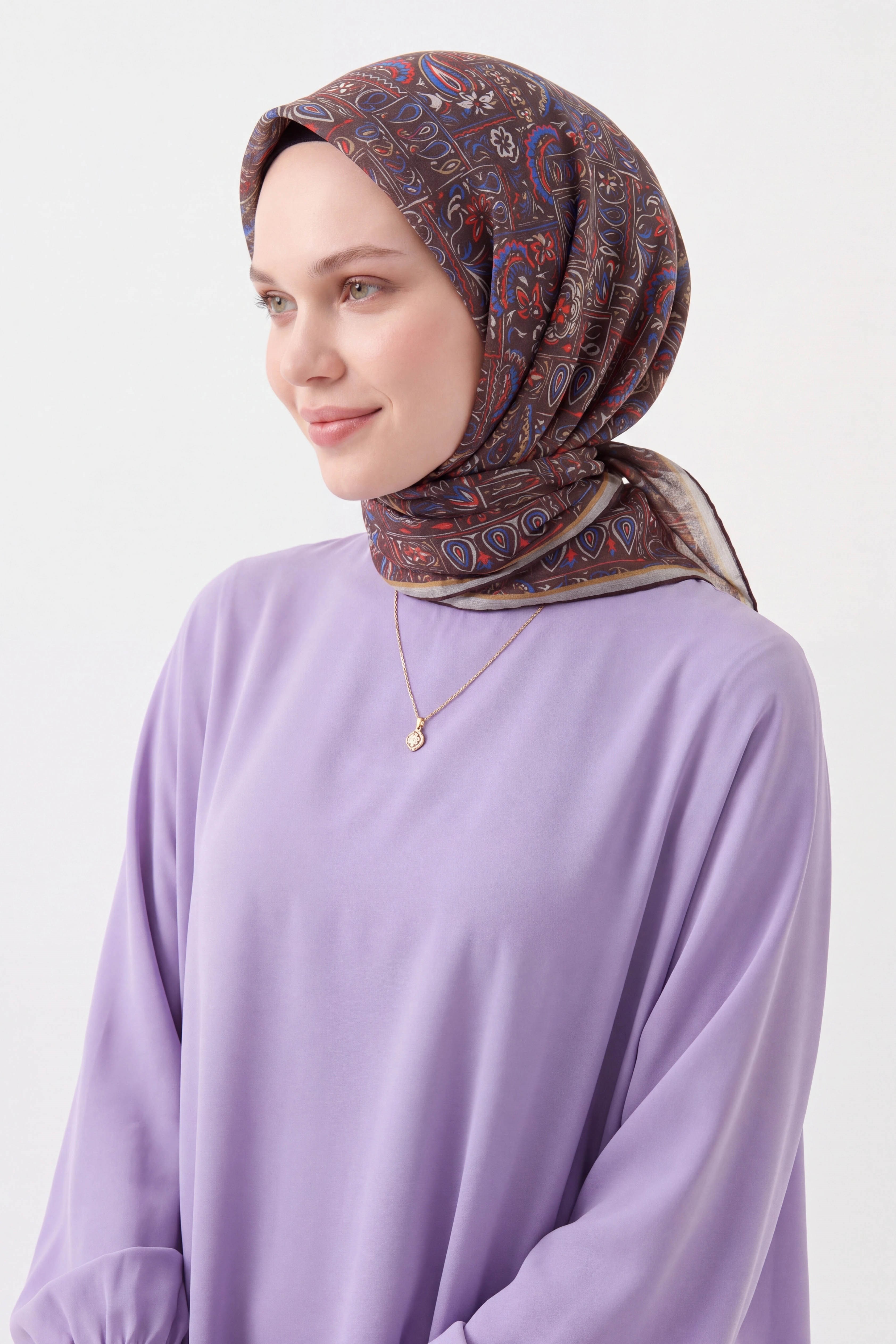 Soft Eşarp Etnik Acı Kahve