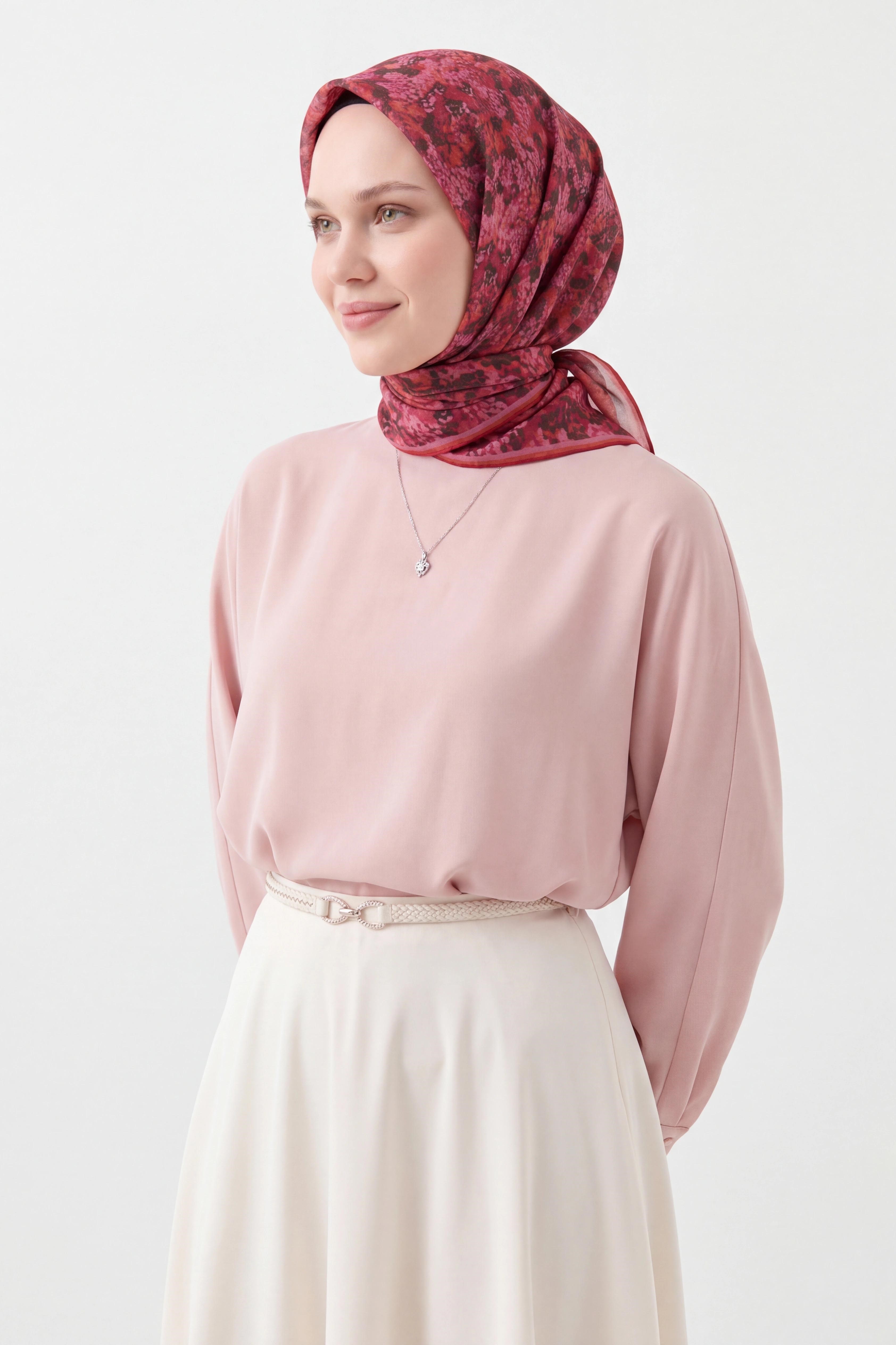 Soft Eşarp Autumn Bloom Koyu Pembe