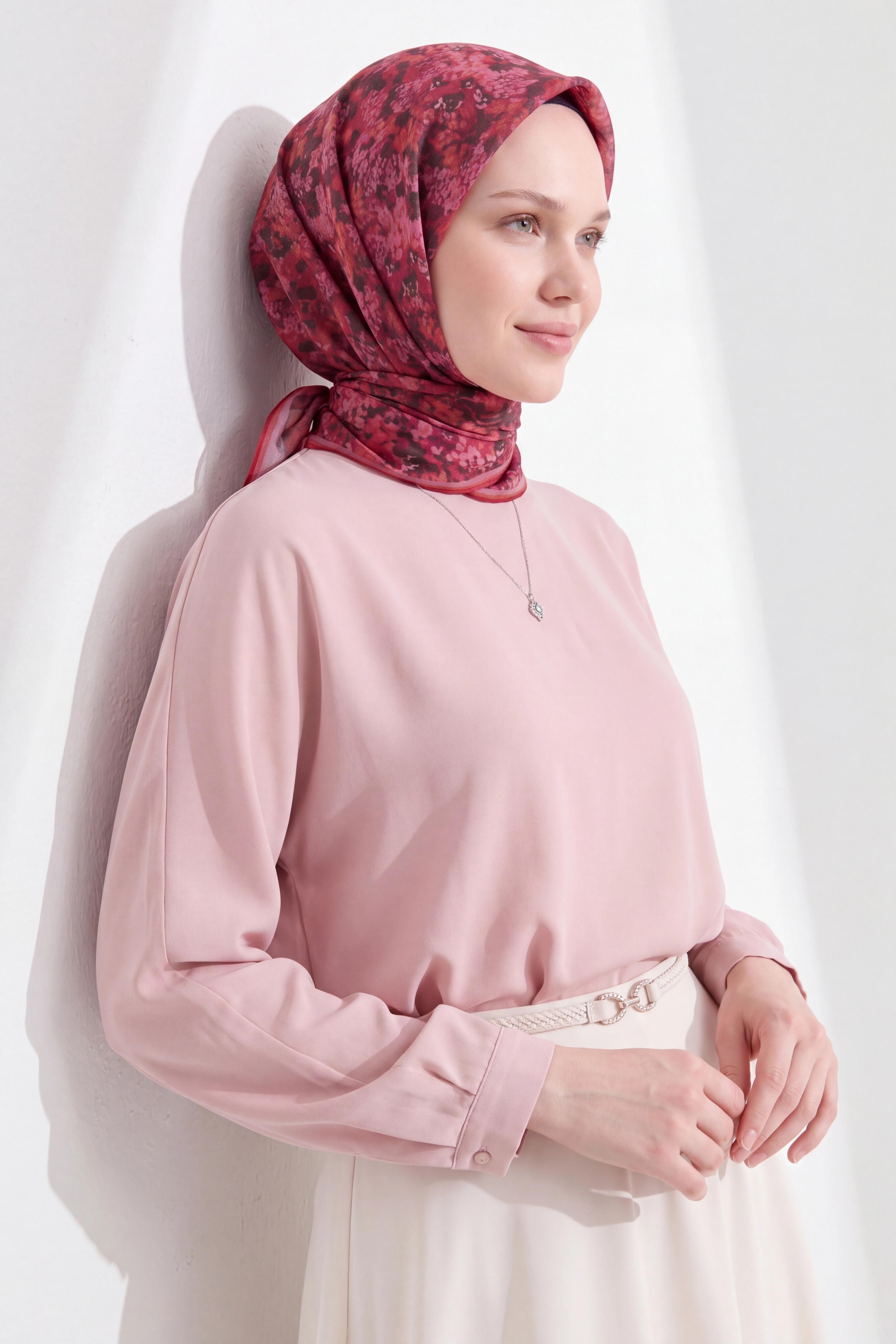 Soft Eşarp Autumn Bloom Koyu Pembe