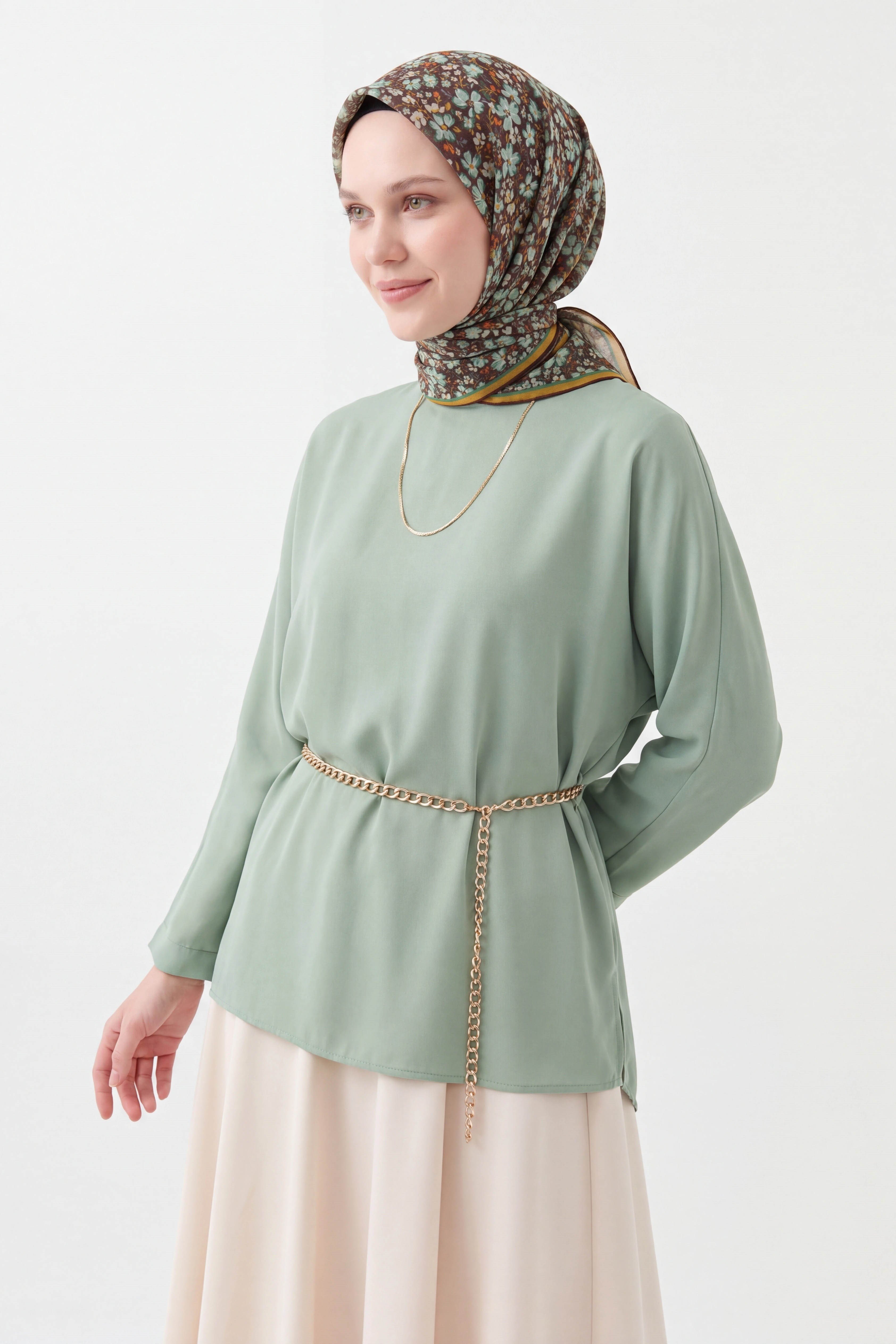 Soft Eşarp Mini Floral Acı Kahve