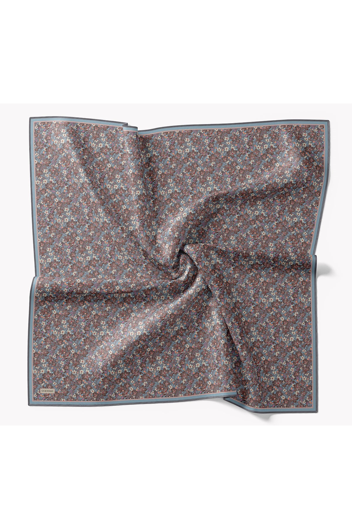 Soft Eşarp Mini Floral Mavi Gri
