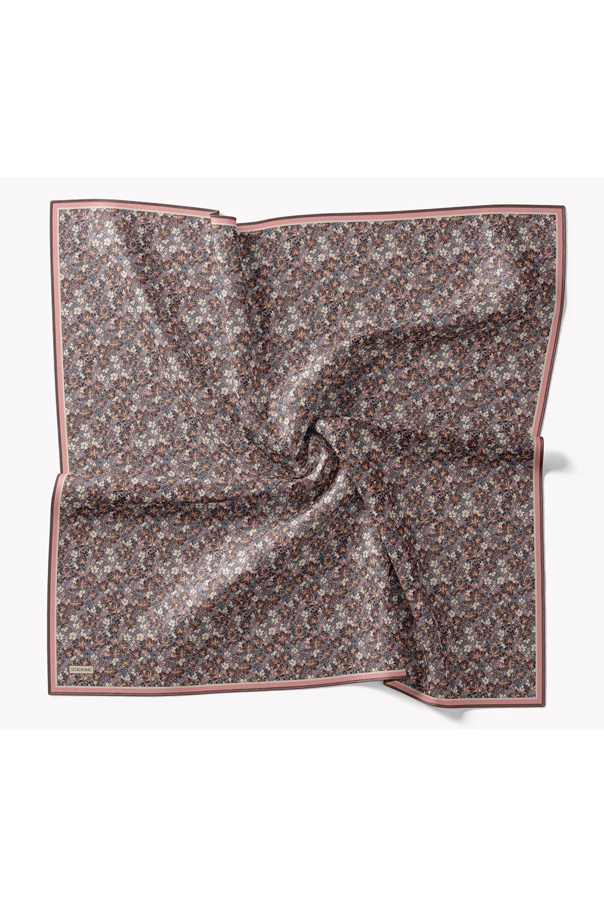 Soft Eşarp Mini Floral Koyu Gri