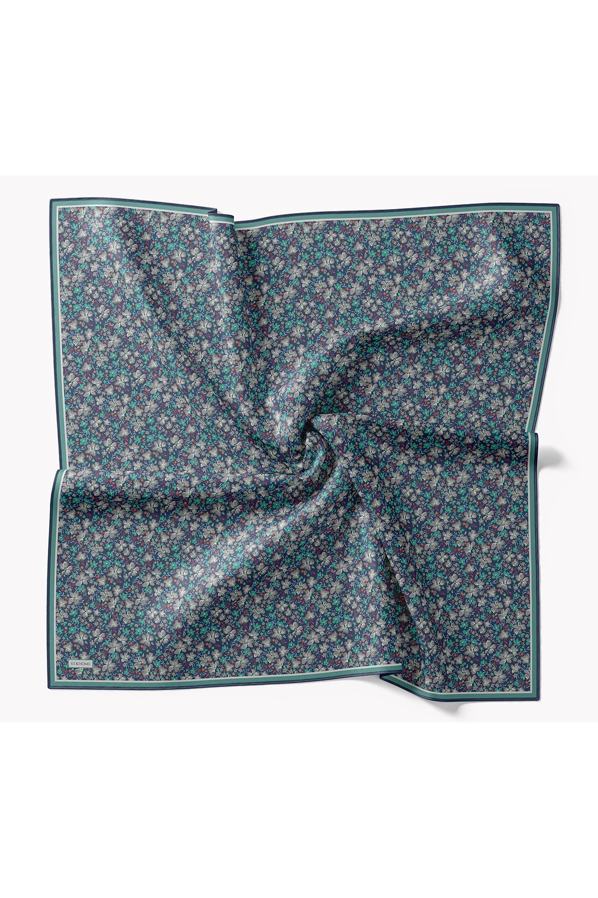 Soft Eşarp Mini Floral Koyu Mavi