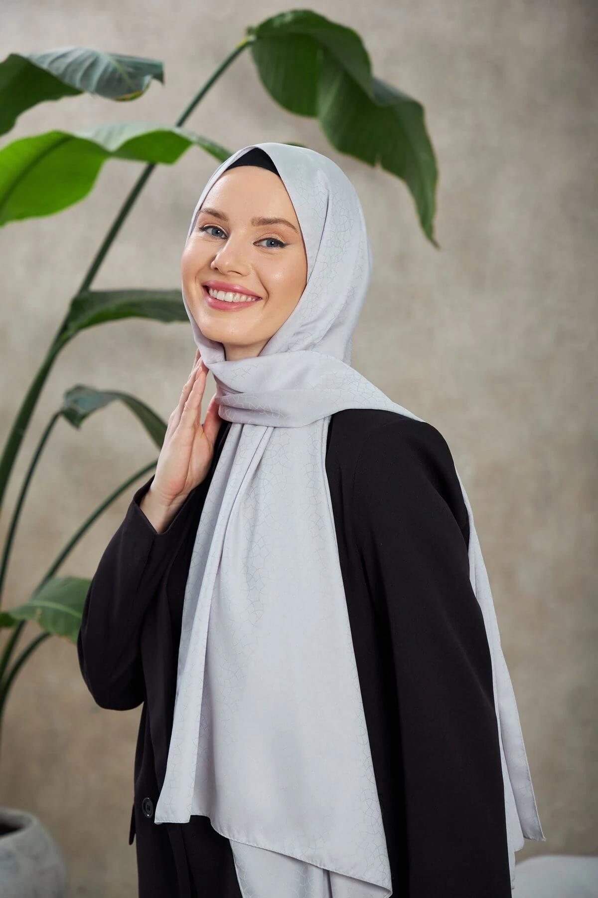 Alesa Desen İpeksi Jakar Şal Gri 9003-07