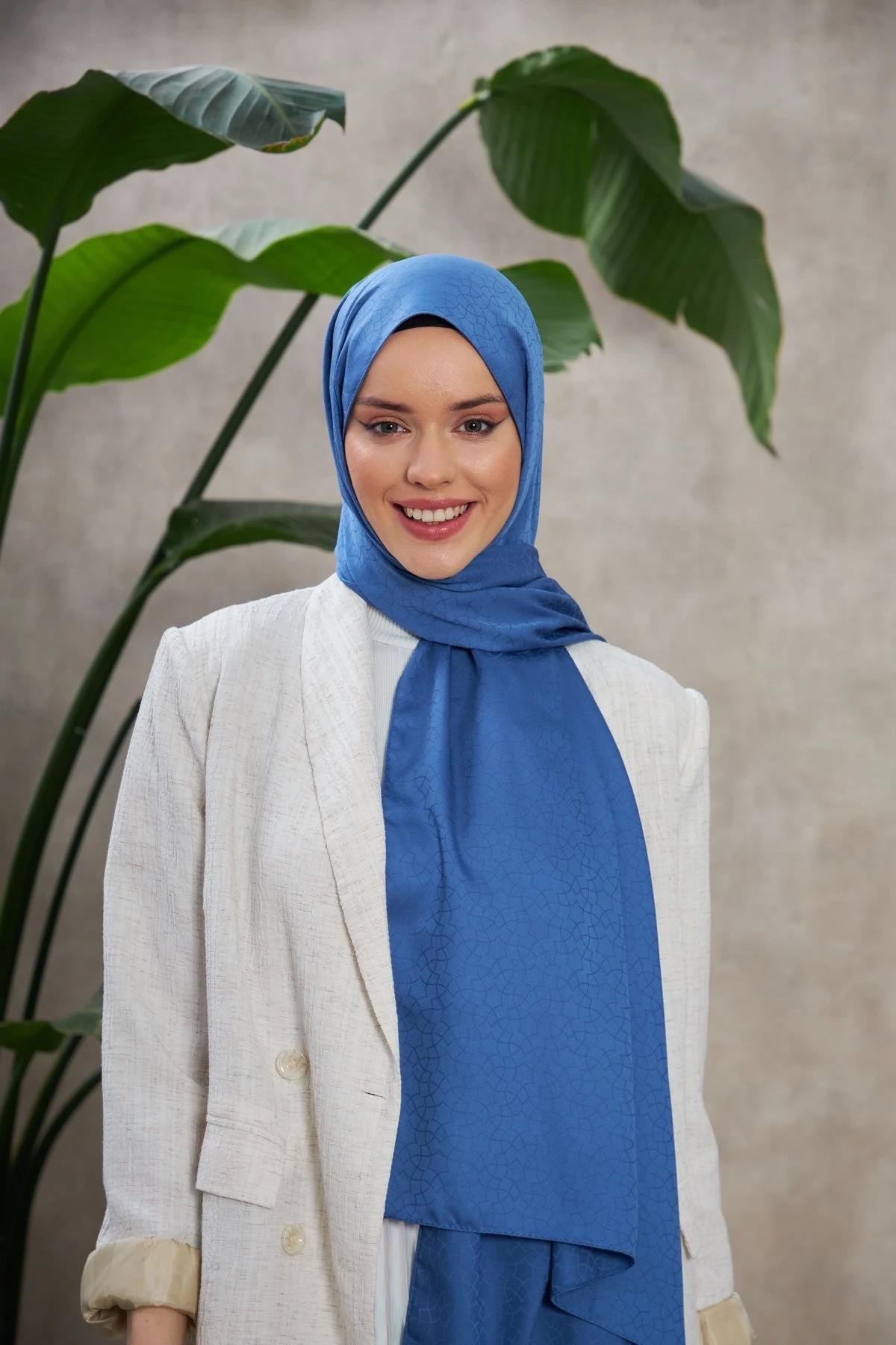 Alesa Desen İpeksi Jakar Şal Mavi 9003-20