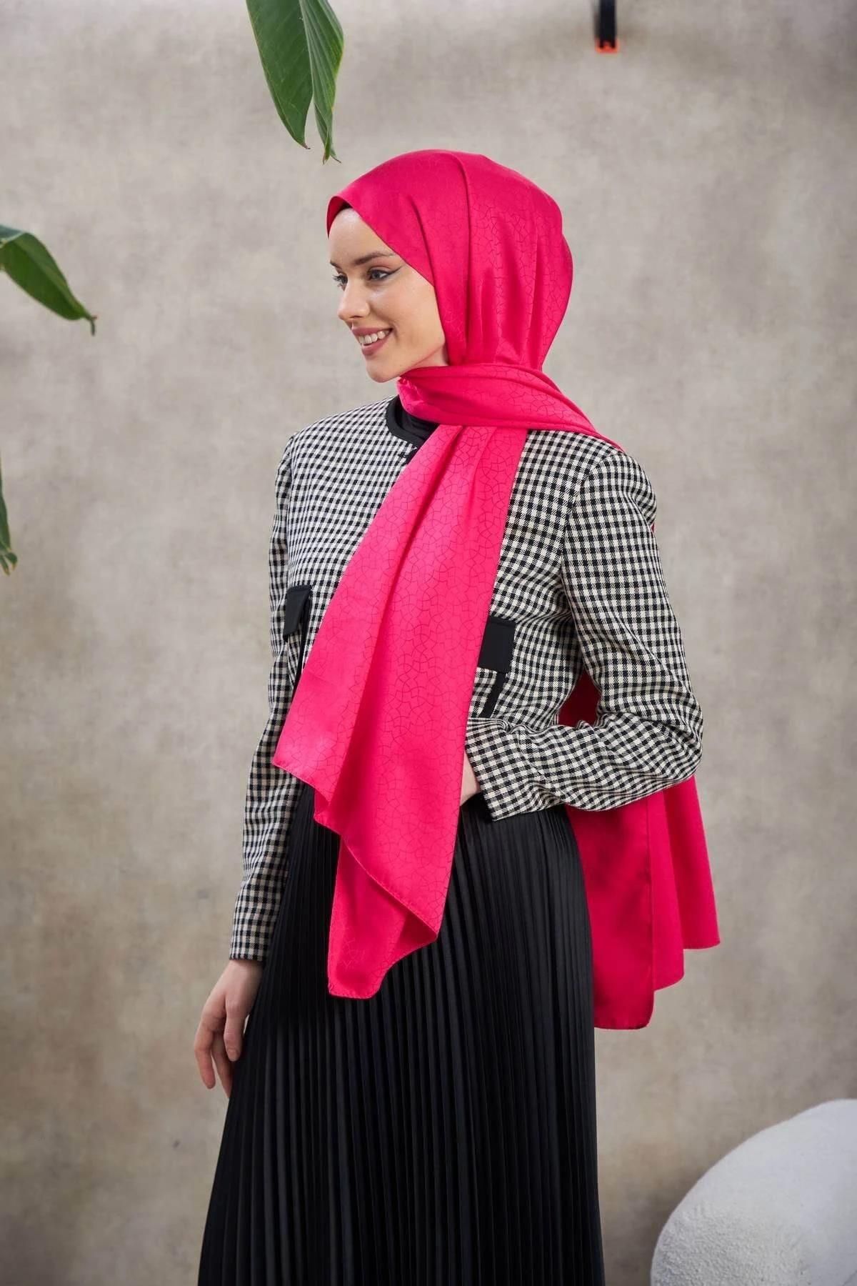 Alesa Desen İpeksi Jakar Şal Pembe 9003-01