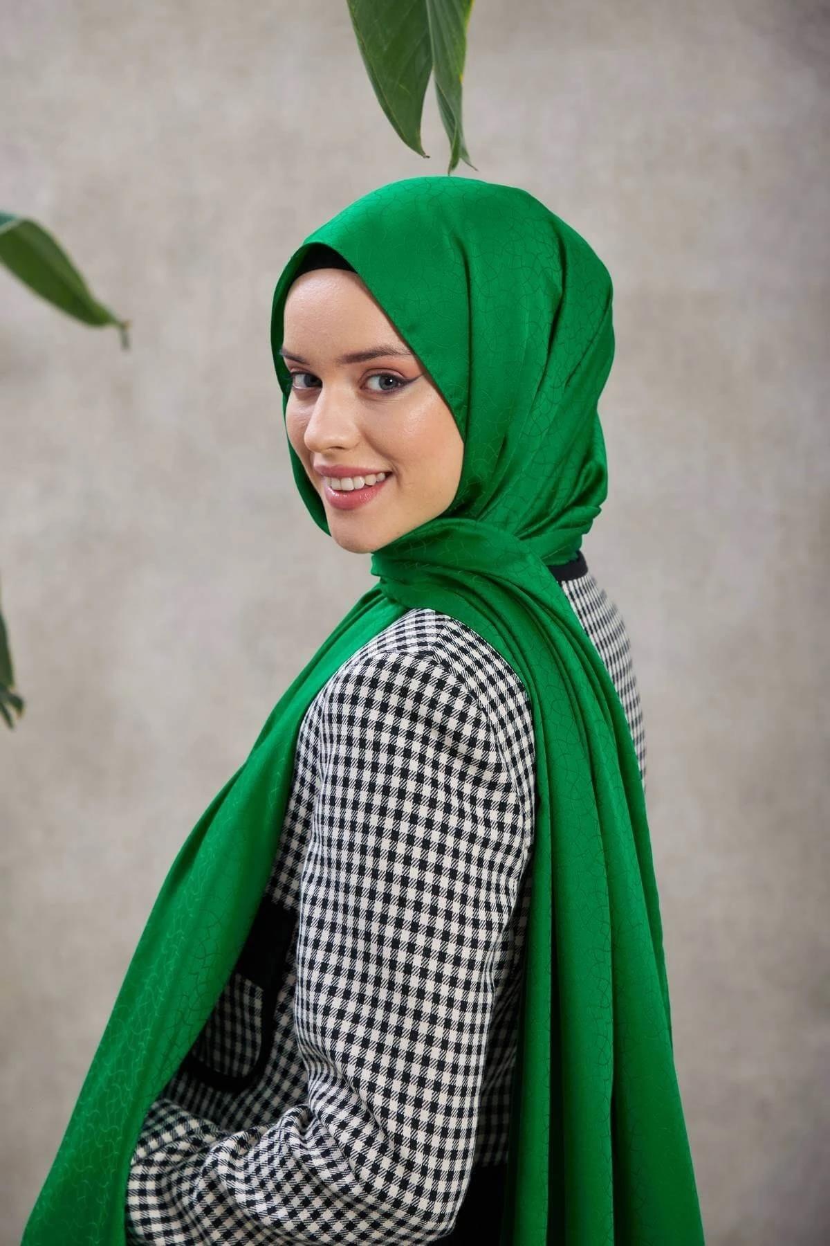 Alesa Desen İpeksi Jakar Şal Yeşil 9003-04