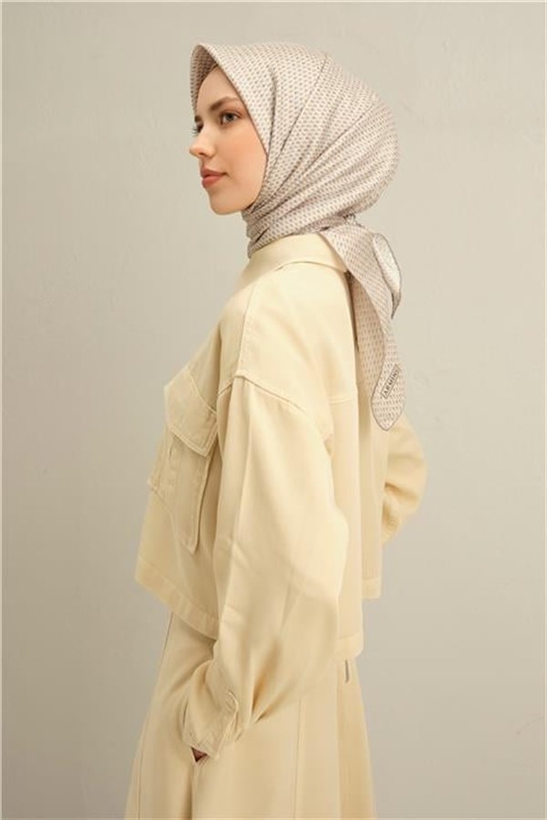 Armine Çiçek Desenli Saf İpek Twill Eşarp 9307D 03